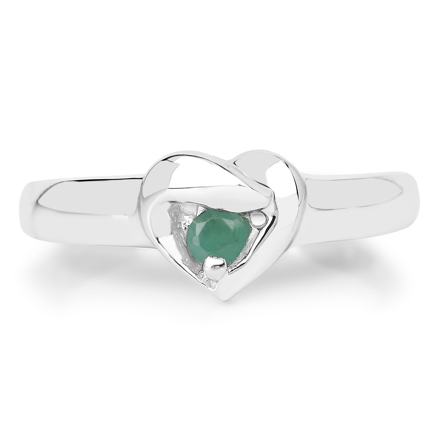 0.10 Carat Genuine Emerald .925 Sterling Silver Ring