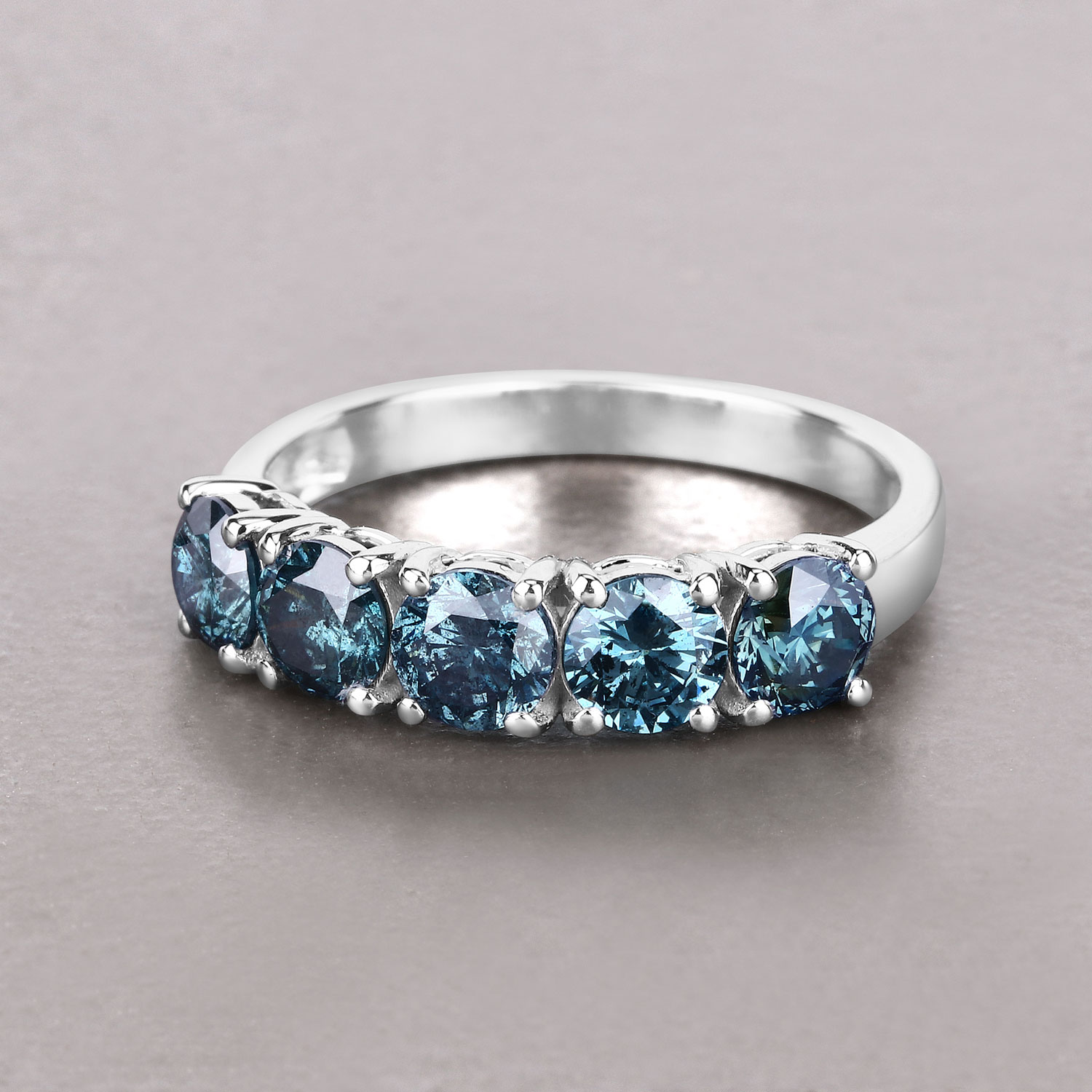 1.56 Carat Genuine Blue Diamond 14K White Gold Ring