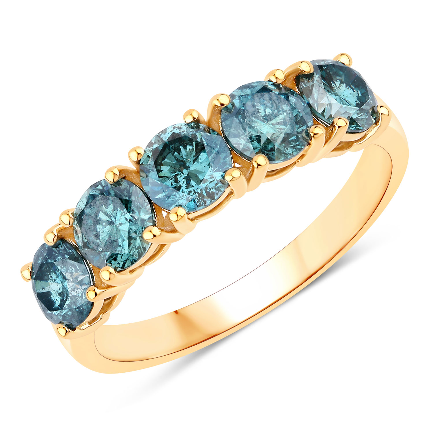 1.83 Carat Genuine Blue Diamond 14K Yellow Gold Ring