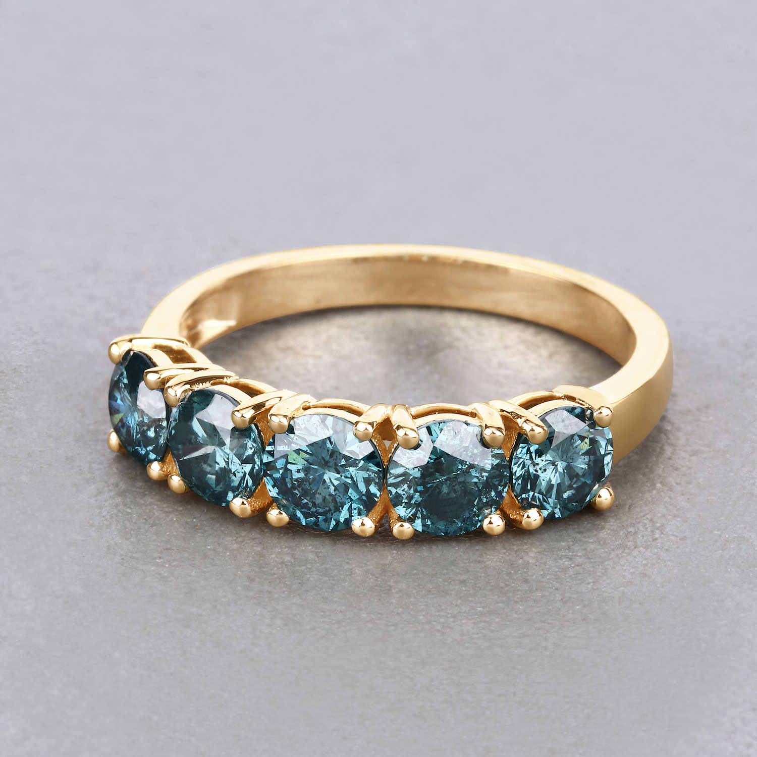 1.39 Carat Genuine Blue Diamond 14K Yellow Gold Ring
