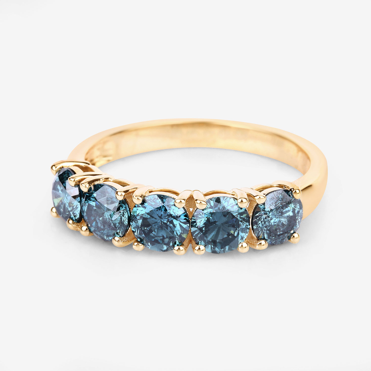 1.39 Carat Genuine Blue Diamond 14K Yellow Gold Ring