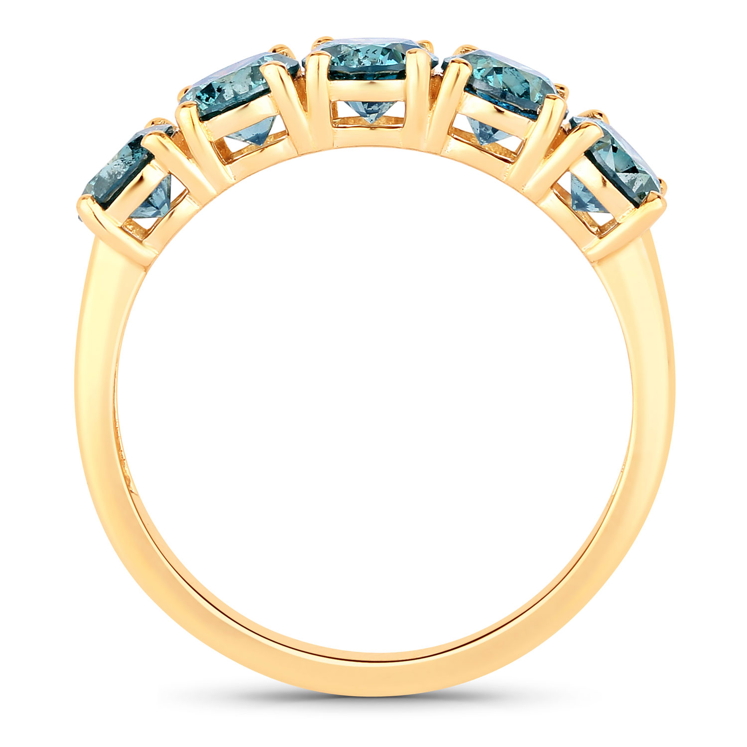 1.83 Carat Genuine Blue Diamond 14K Yellow Gold Ring