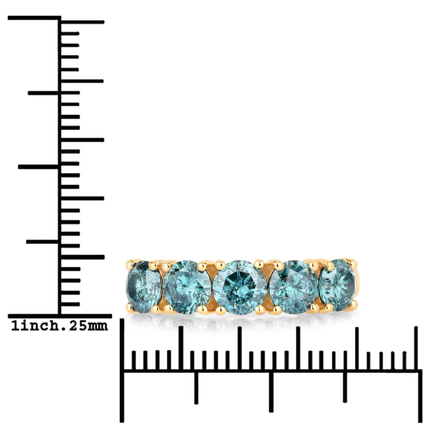 1.83 Carat Genuine Blue Diamond 14K Yellow Gold Ring