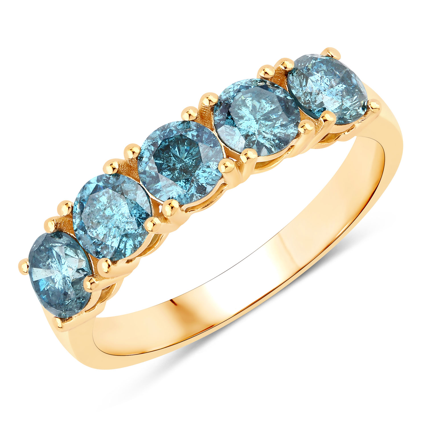 1.22 Carat Genuine Blue Diamond 14K Yellow Gold Ring