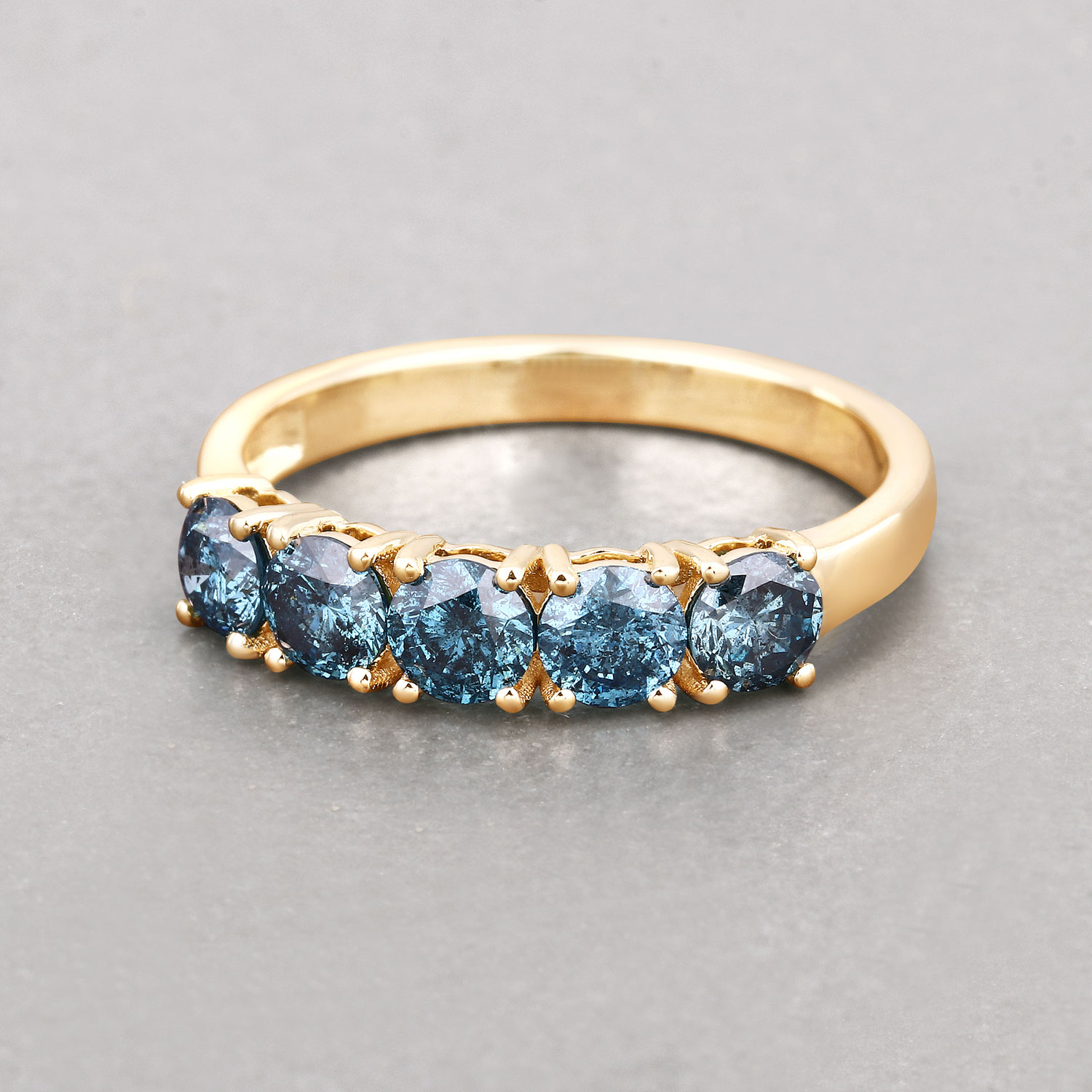 1.22 Carat Genuine Blue Diamond 14K Yellow Gold Ring