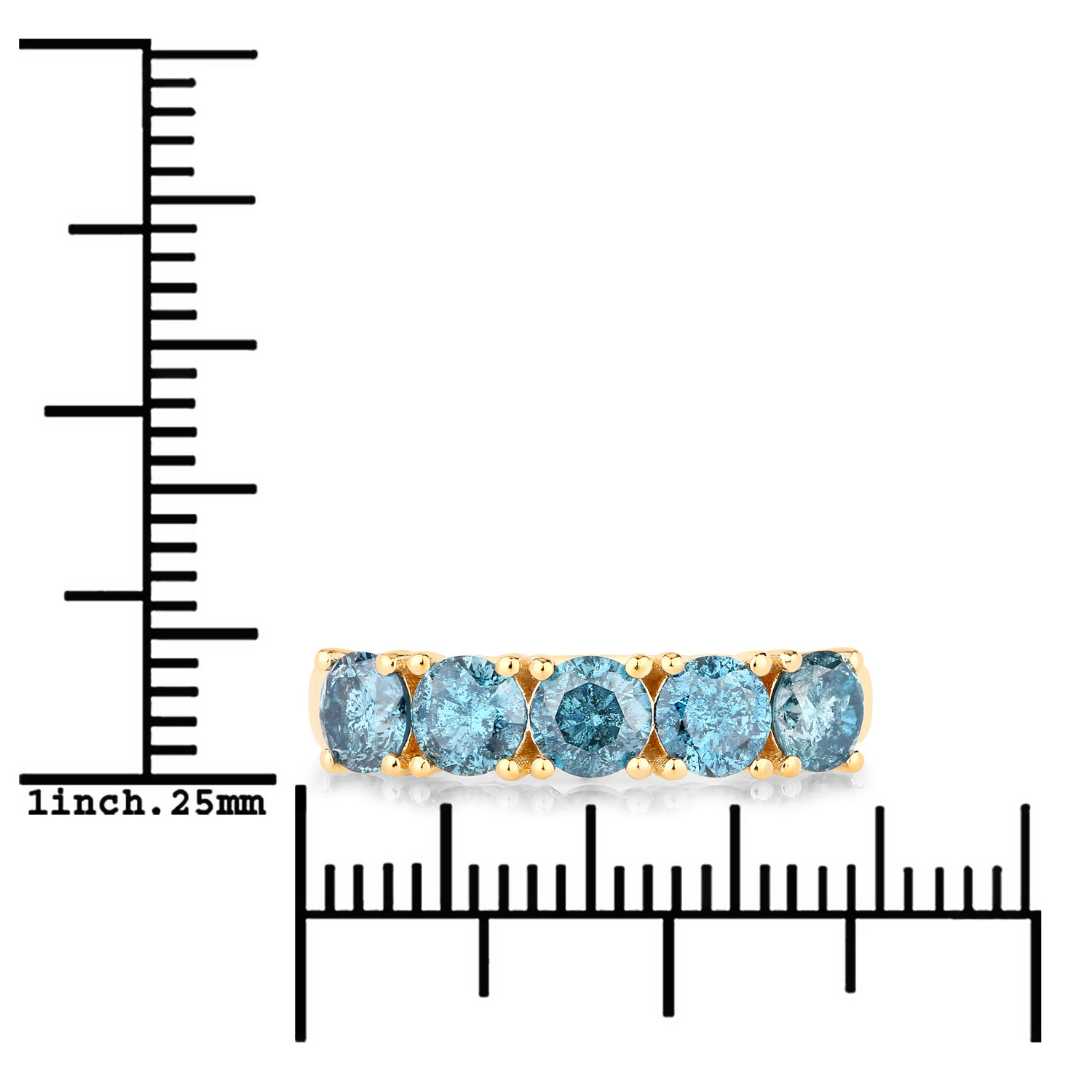 1.22 Carat Genuine Blue Diamond 14K Yellow Gold Ring