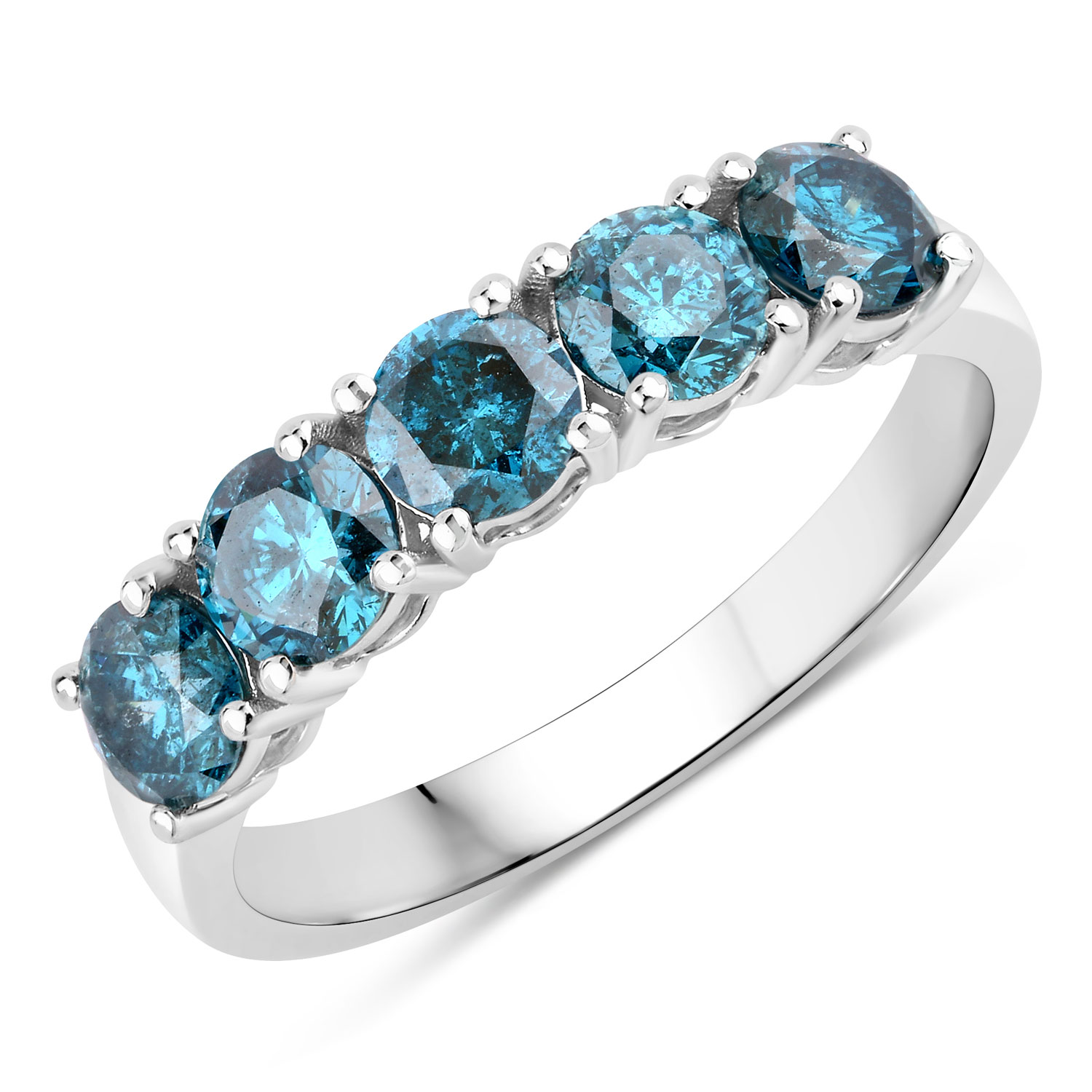 1.39 Carat Genuine Blue Diamond 14K White Gold Ring