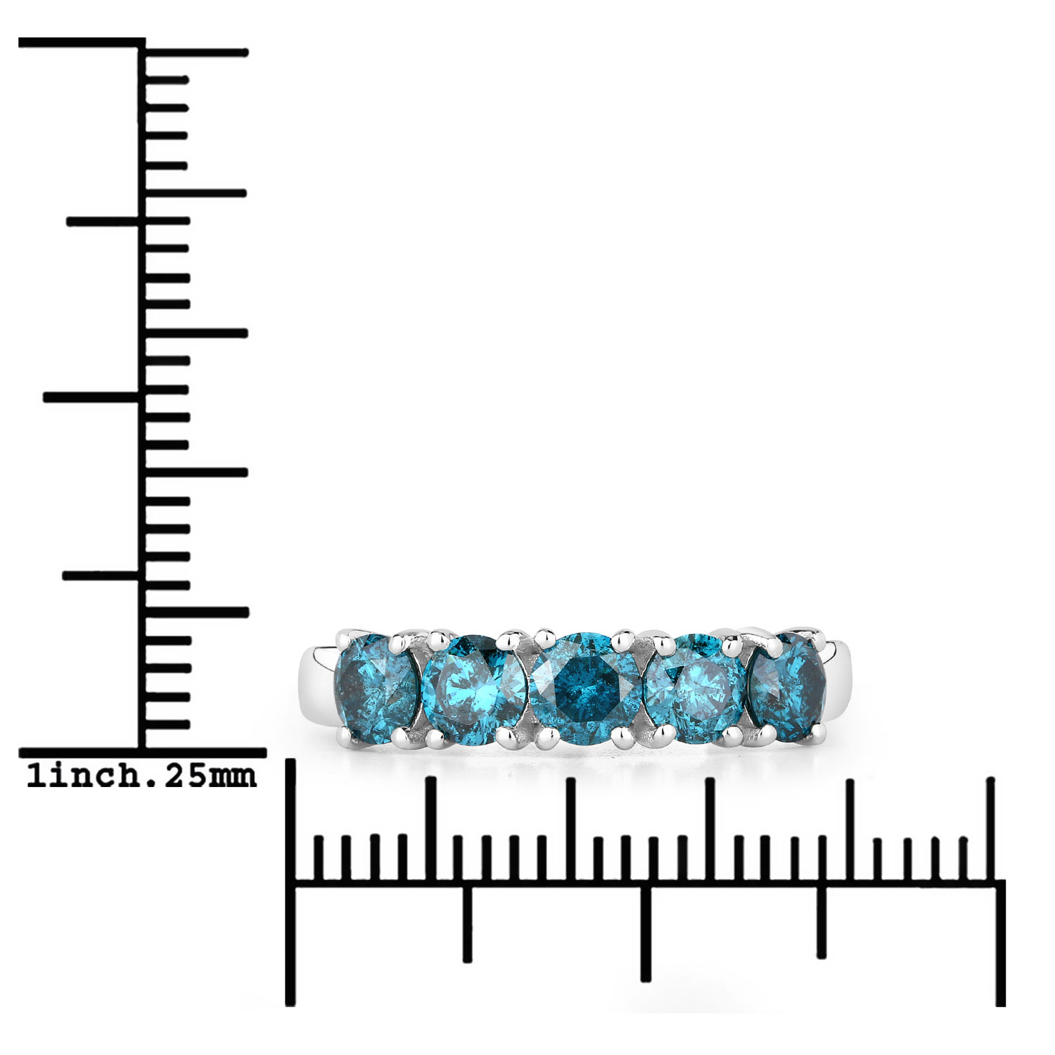 1.39 Carat Genuine Blue Diamond 14K White Gold Ring