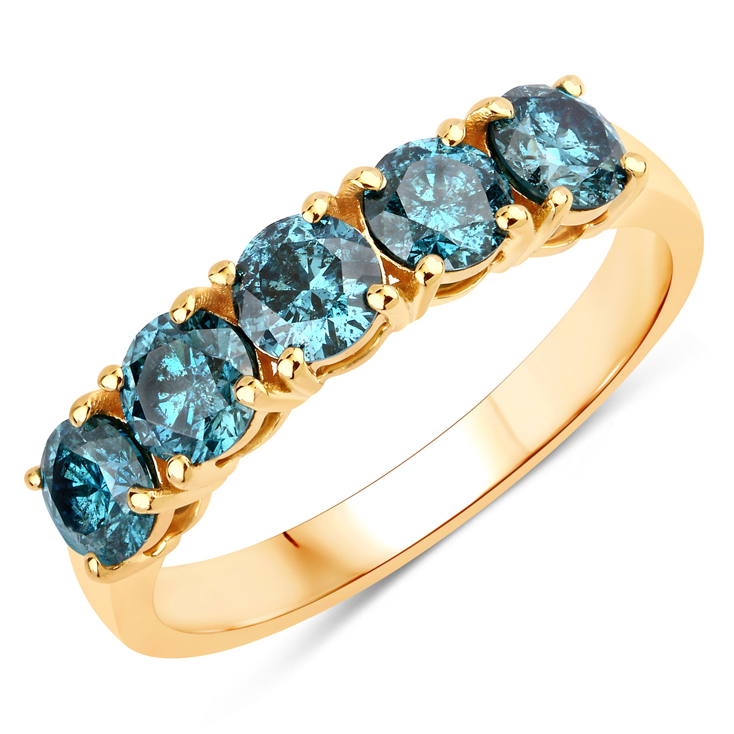 1.39 Carat Genuine Blue Diamond 14K Yellow Gold Ring