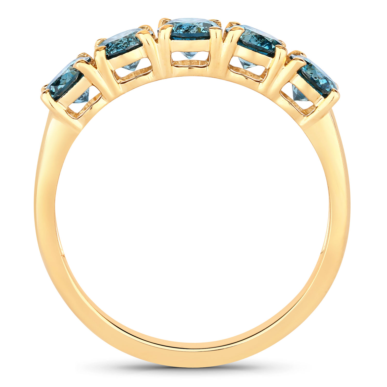 1.39 Carat Genuine Blue Diamond 14K Yellow Gold Ring