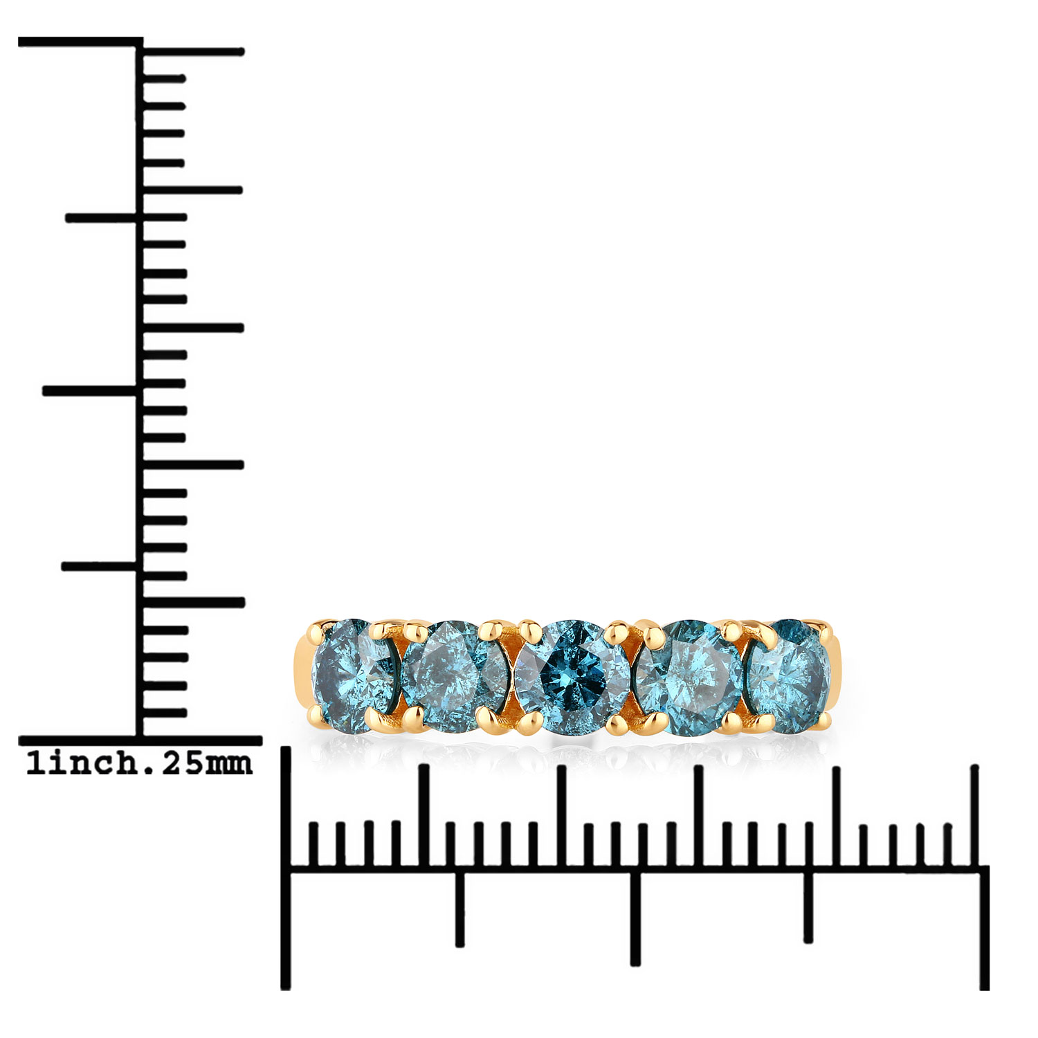 1.39 Carat Genuine Blue Diamond 14K Yellow Gold Ring