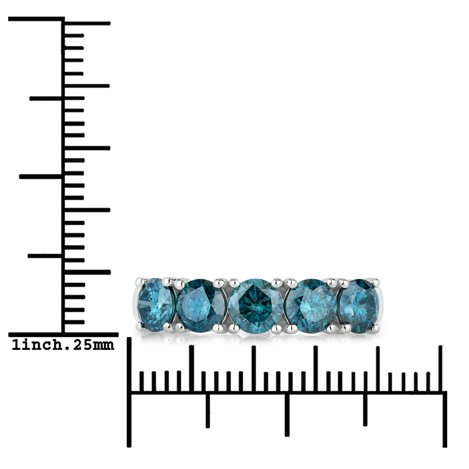 1.56 Carat Genuine Blue Diamond 14K White Gold Ring