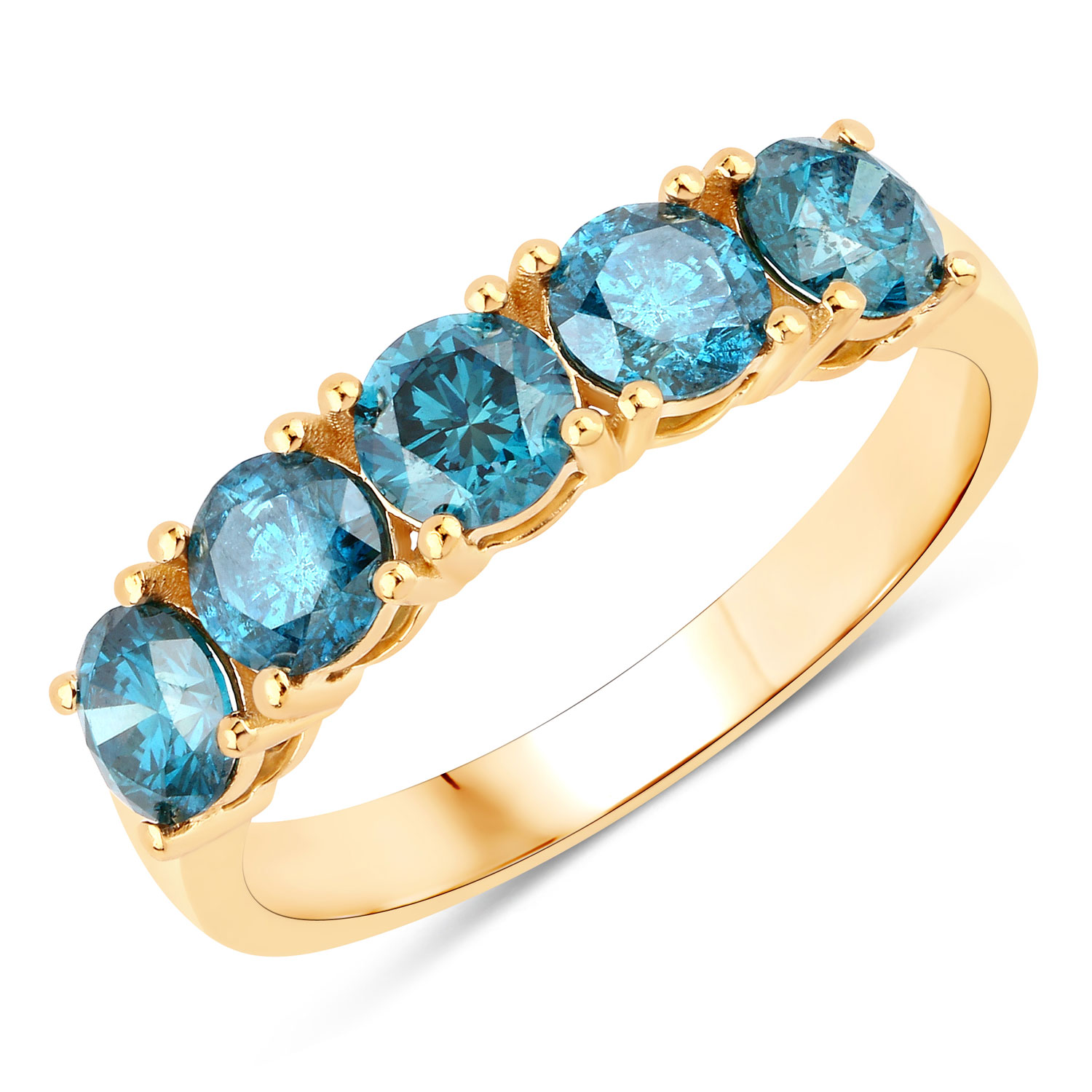 1.56 Carat Genuine Blue Diamond 14K Yellow Gold Ring