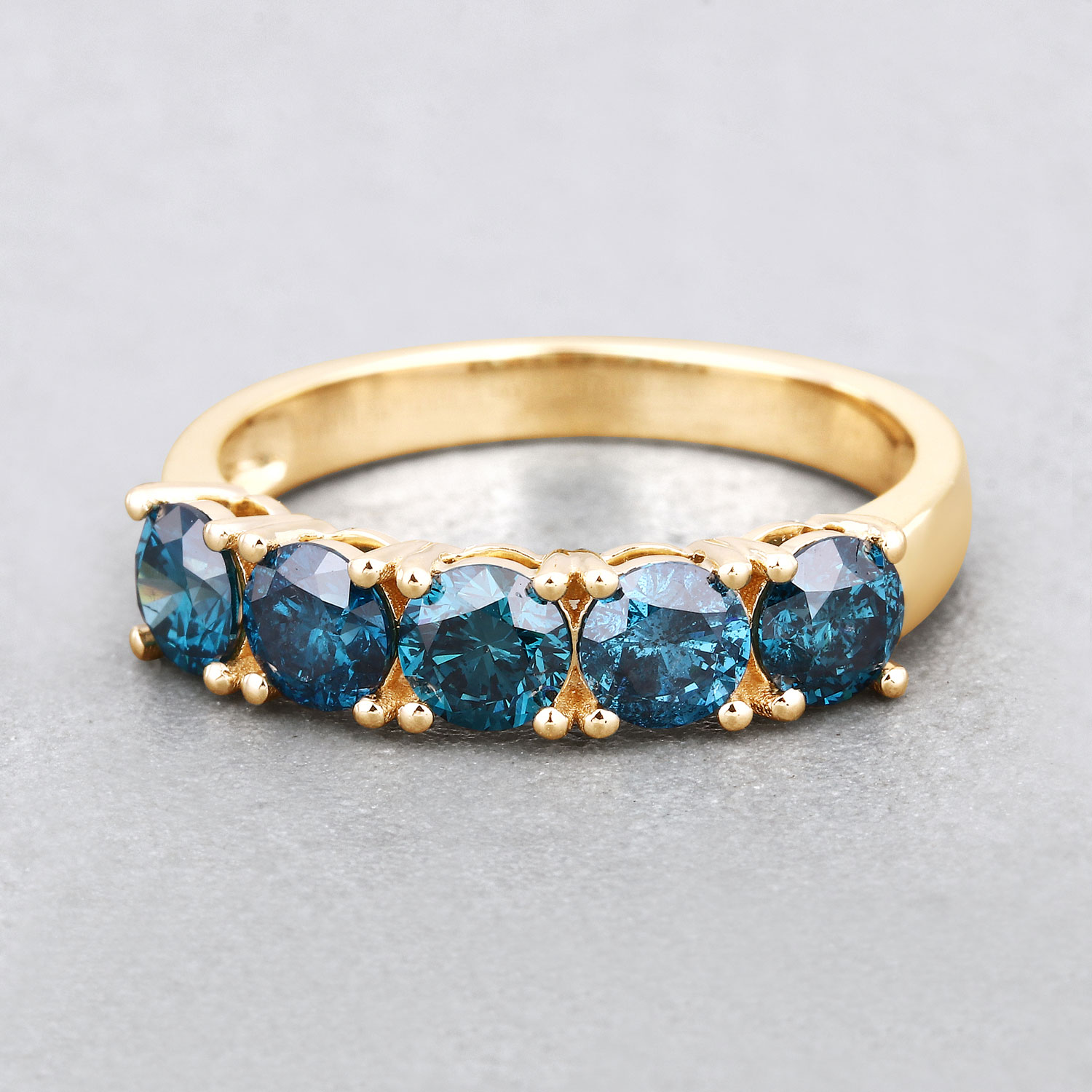 1.56 Carat Genuine Blue Diamond 14K Yellow Gold Ring
