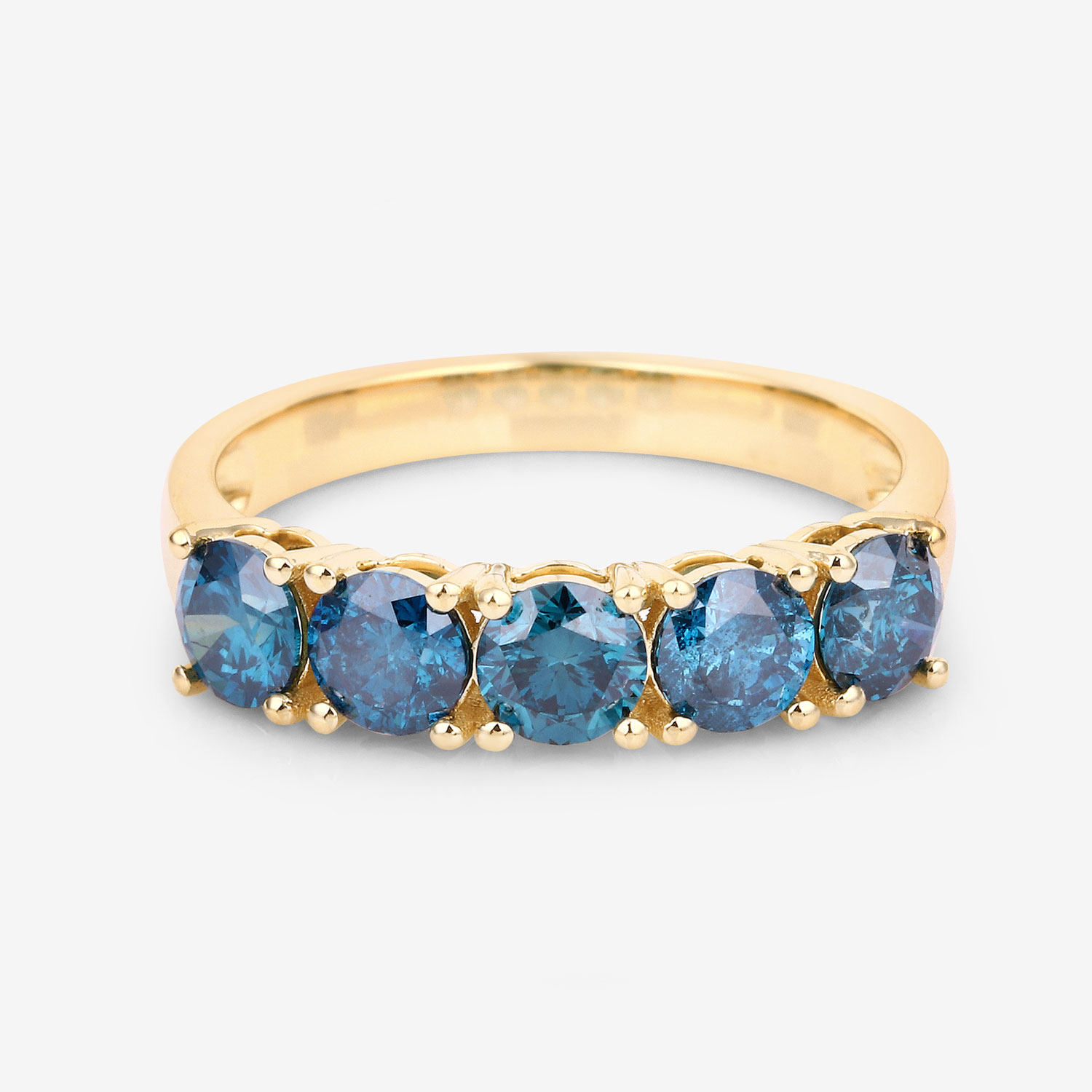 1.56 Carat Genuine Blue Diamond 14K Yellow Gold Ring