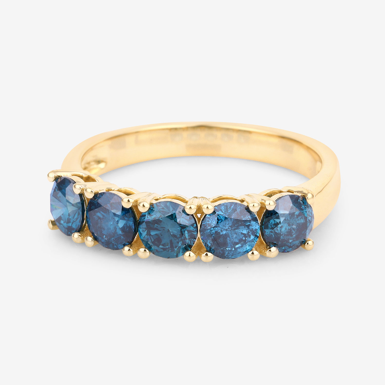 1.56 Carat Genuine Blue Diamond 14K Yellow Gold Ring