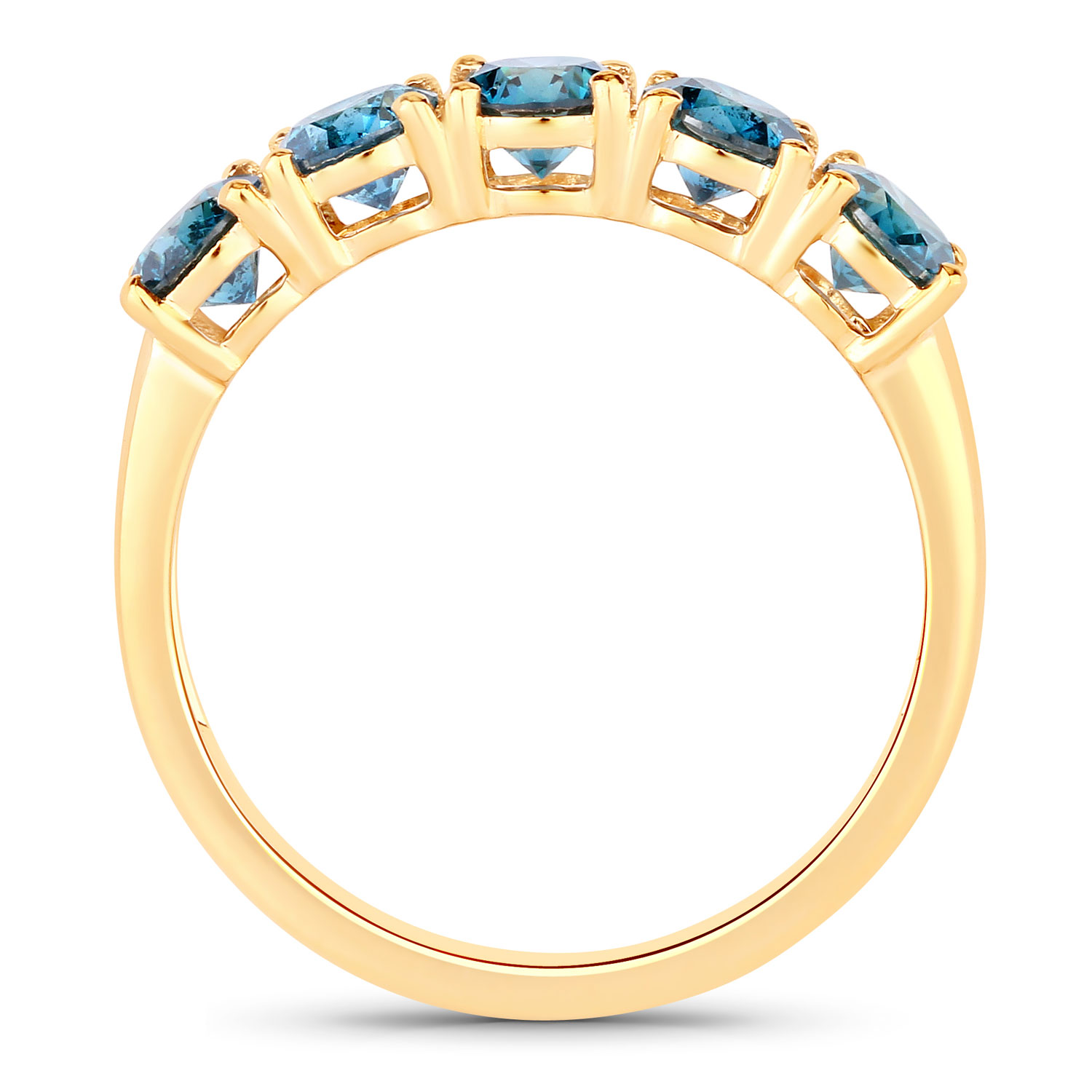 1.56 Carat Genuine Blue Diamond 14K Yellow Gold Ring