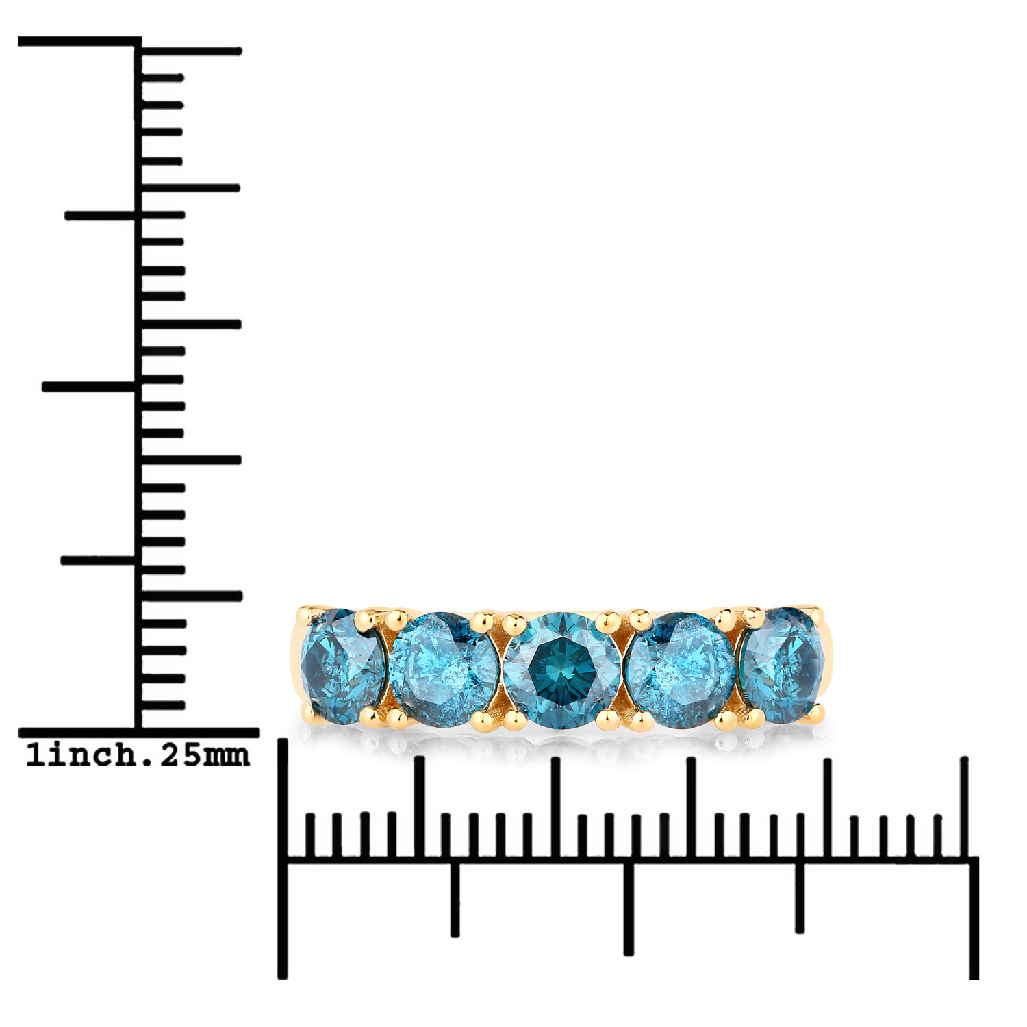 1.56 Carat Genuine Blue Diamond 14K Yellow Gold Ring