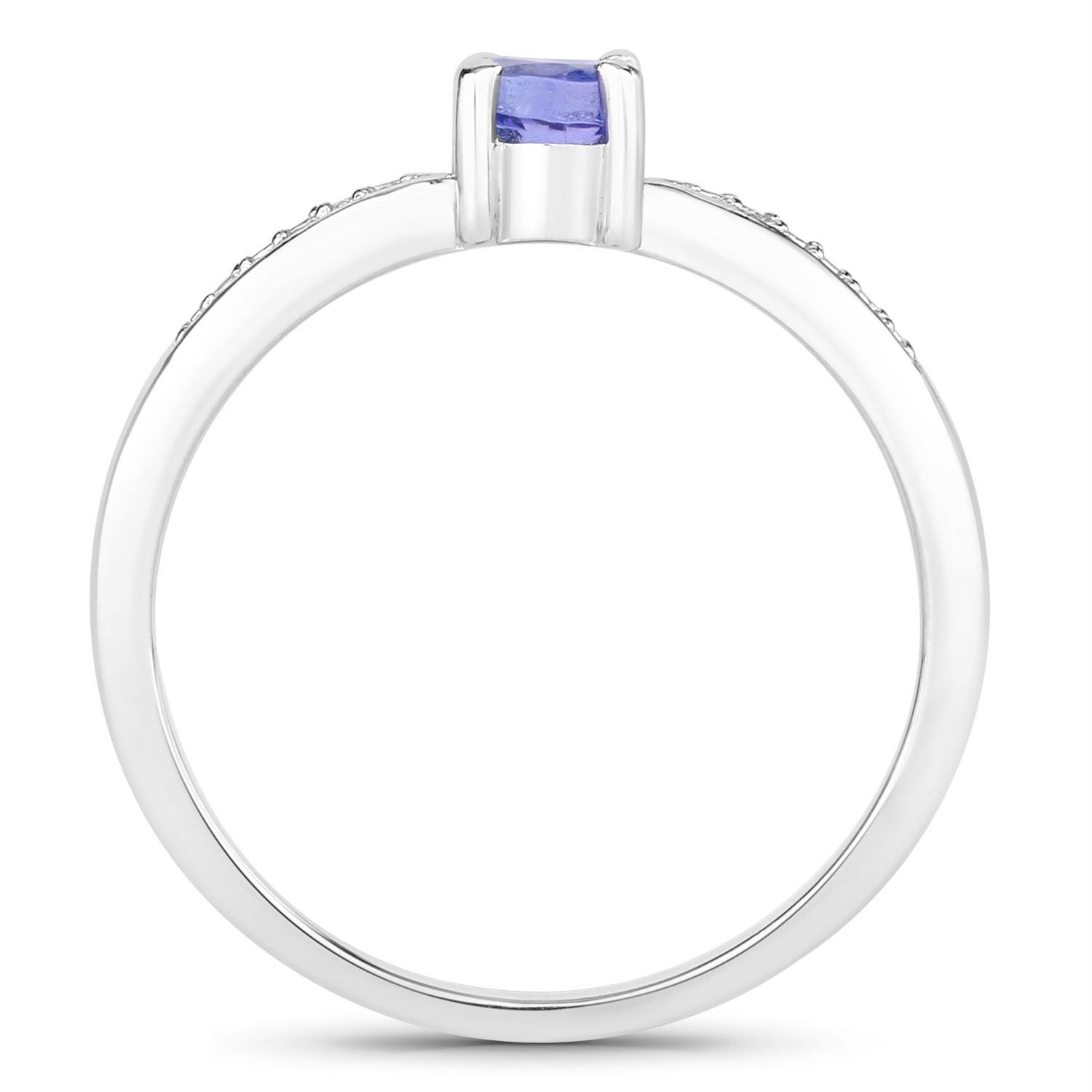 0.28 Carat Genuine Tanzanite and Created White Sapphire .925 Sterling Silver Ring