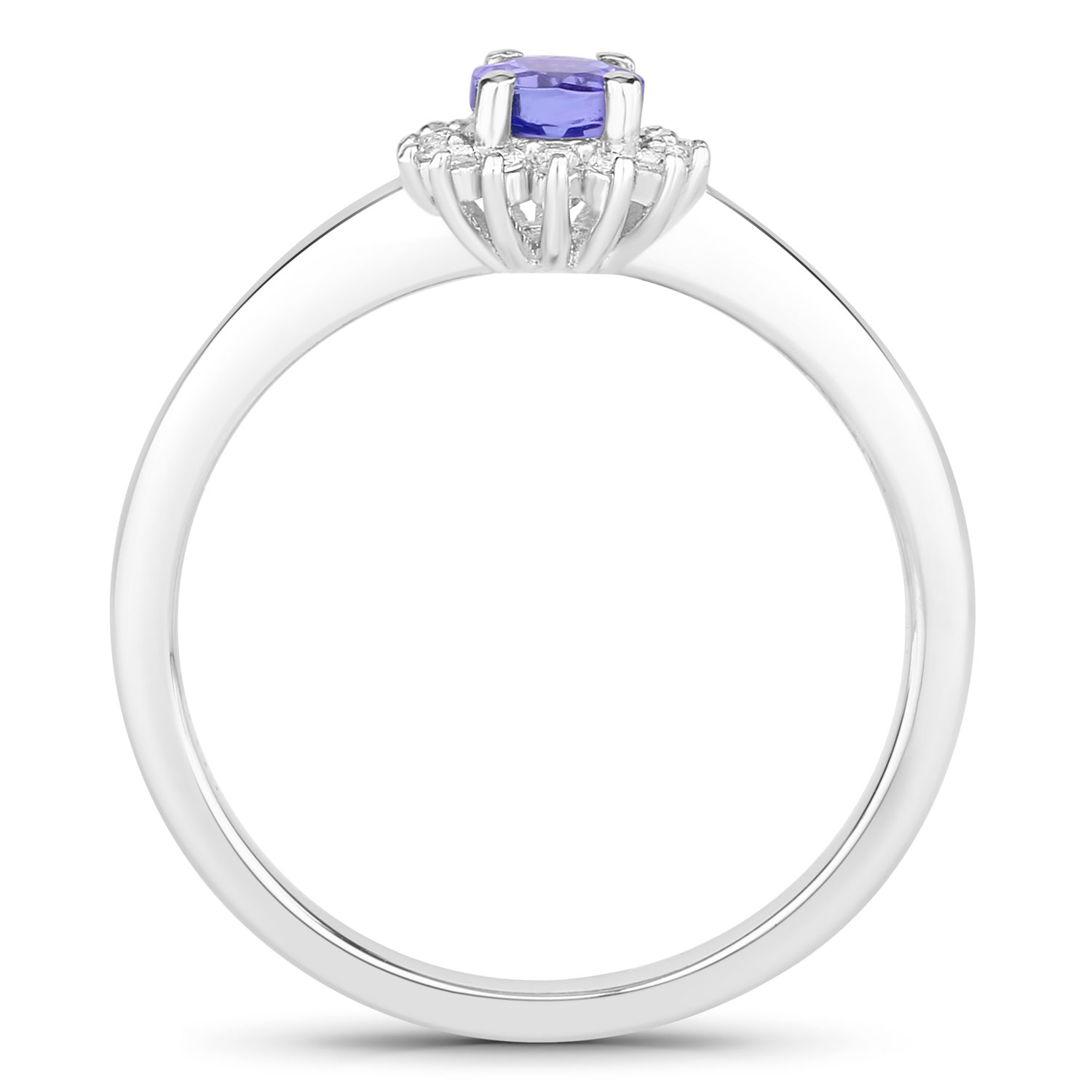 0.30 Carat Genuine Tanzanite and Created White Sapphire .925 Sterling Silver Ring