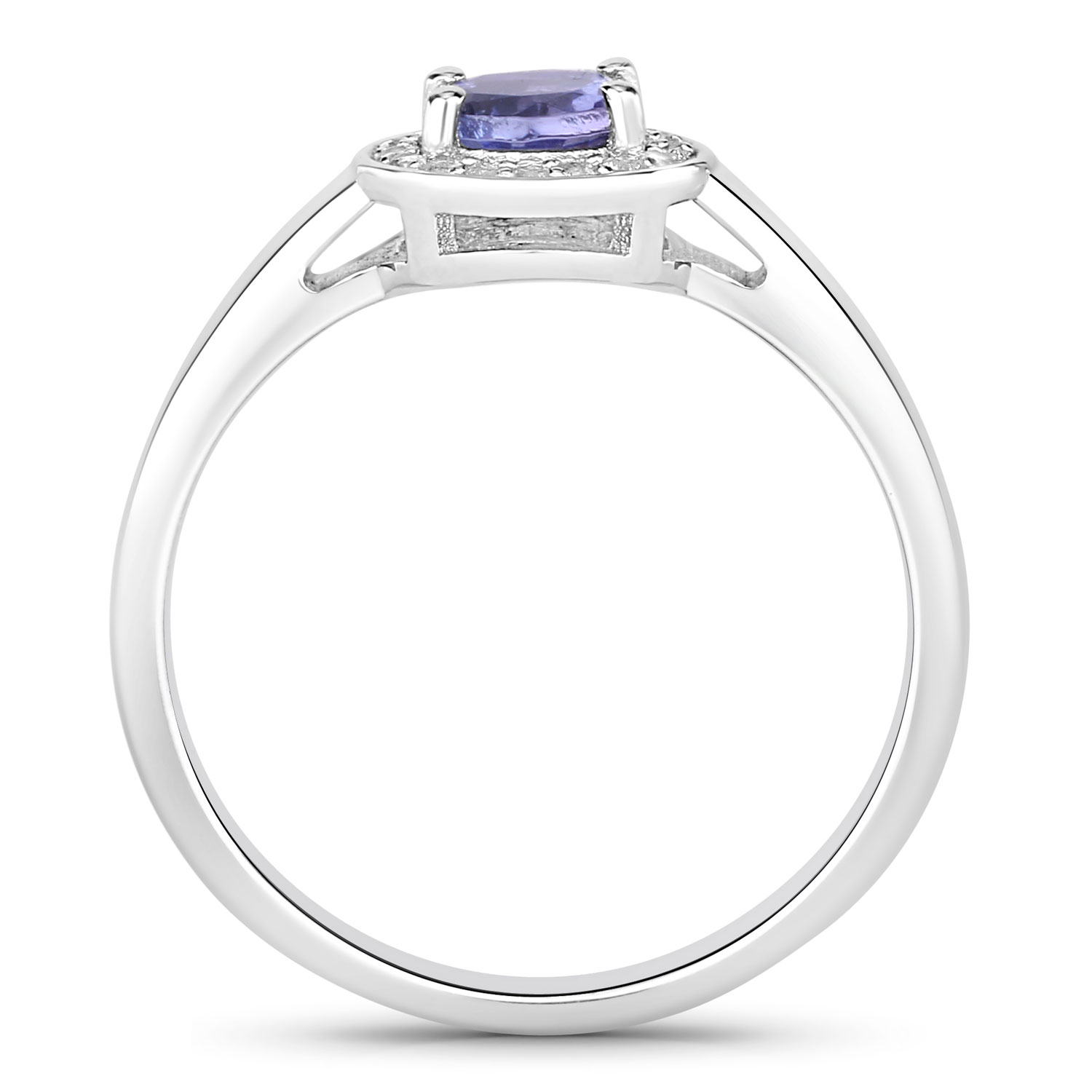 0.56 Carat Genuine Tanzanite and Created White Sapphire .925 Sterling Silver Ring