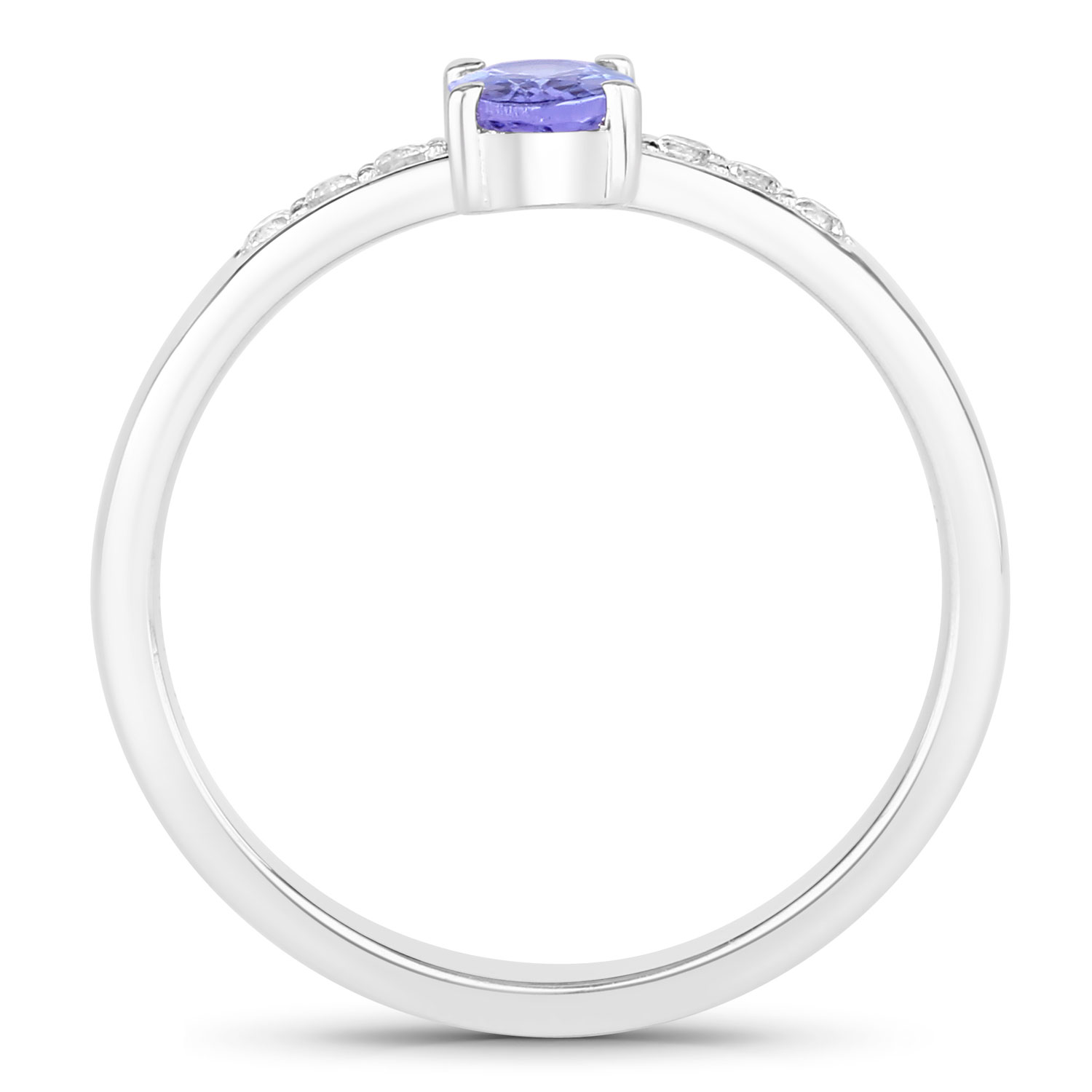 0.62 Carat Genuine Tanzanite and Created White Sapphire .925 Sterling Silver Ring
