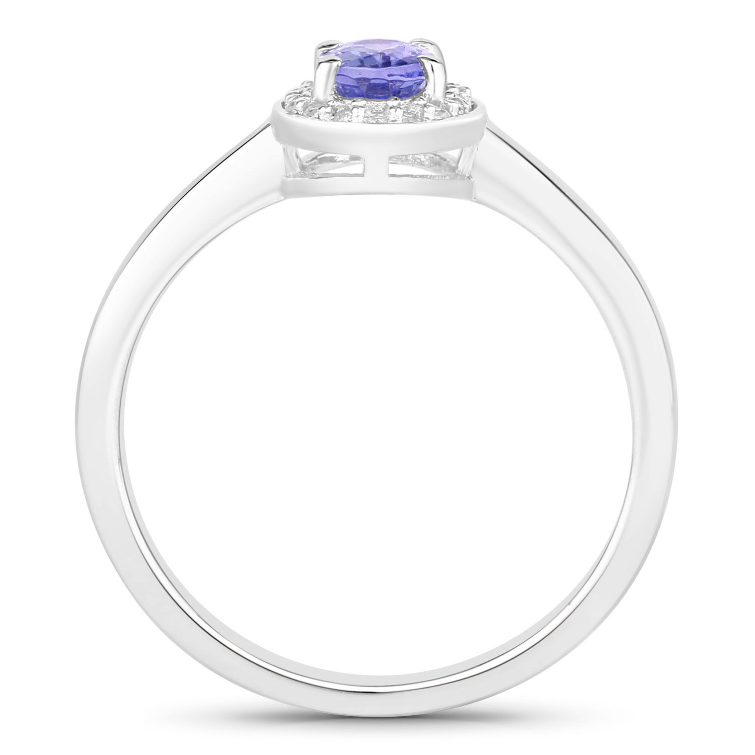 0.53 Carat Genuine Tanzanite and Created White Sapphire .925 Sterling Silver Ring