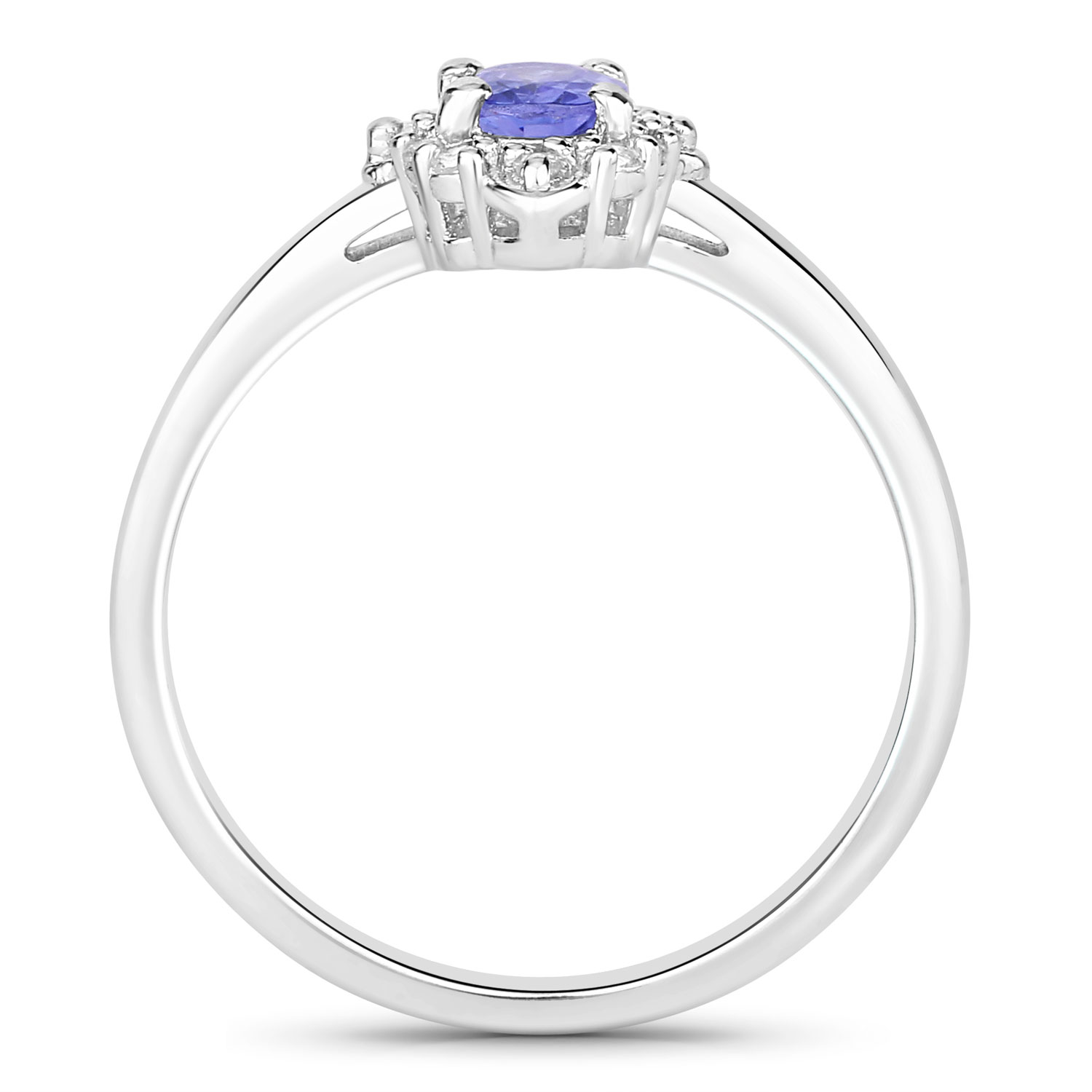 0.54 Carat Genuine Tanzanite and Created White Sapphire .925 Sterling Silver Ring