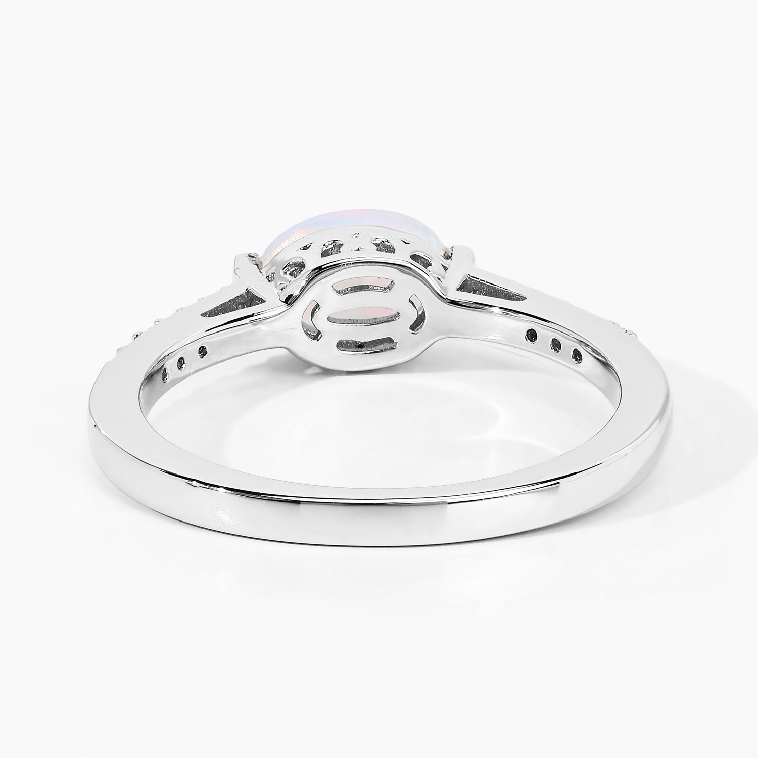 0.49 Carat Genuine Ethiopian Opal and Created White Sapphire .925 Sterling Silver Ring