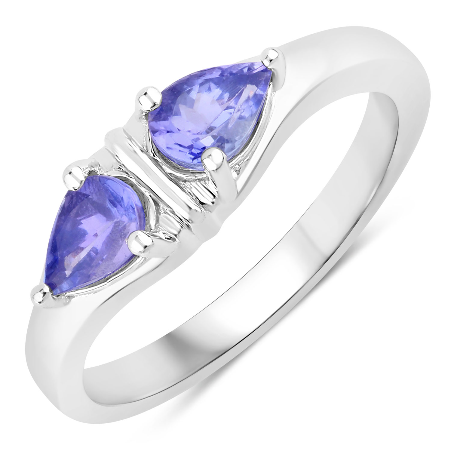 0.74 Carat Genuine Tanzanite .925 Sterling Silver Ring