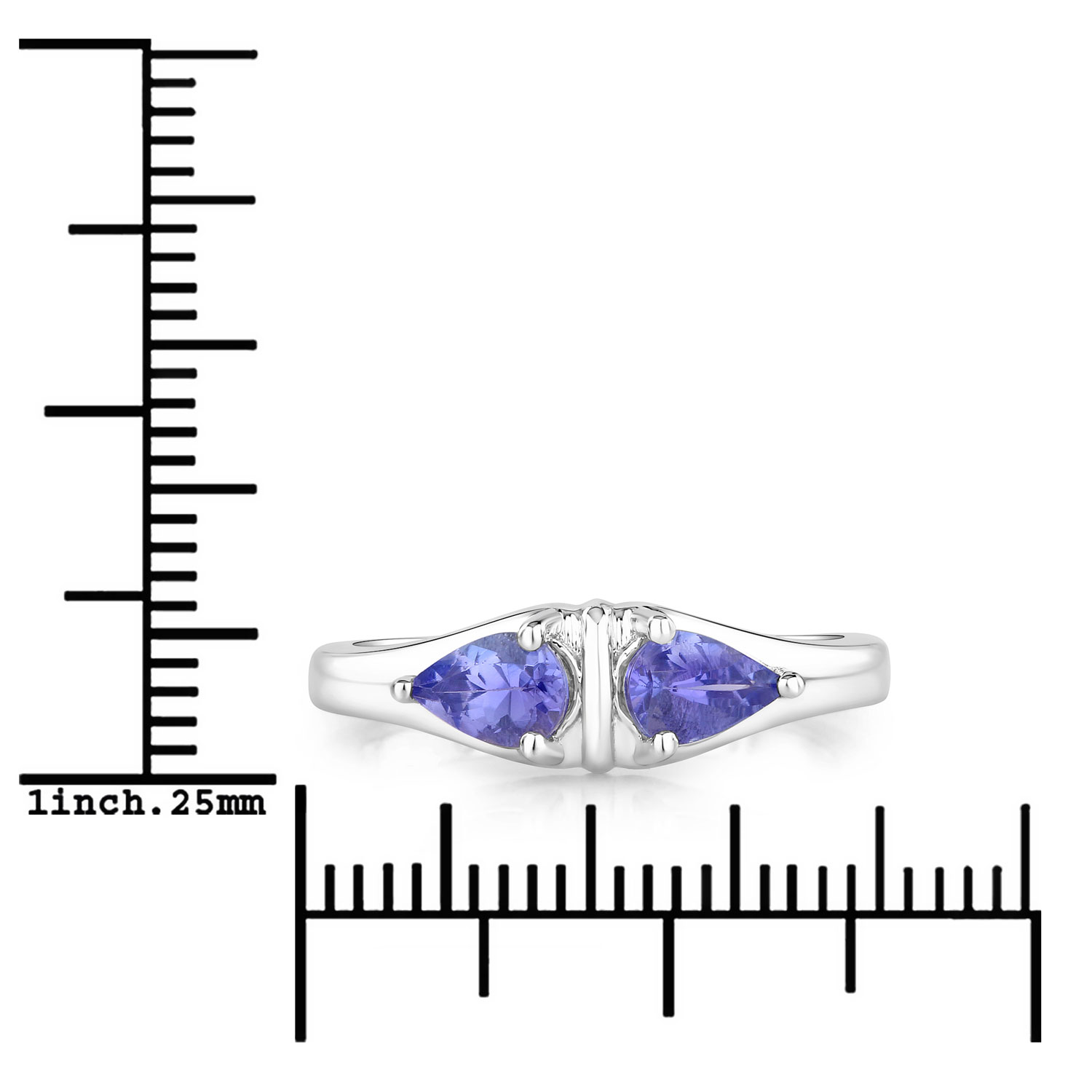 0.74 Carat Genuine Tanzanite .925 Sterling Silver Ring