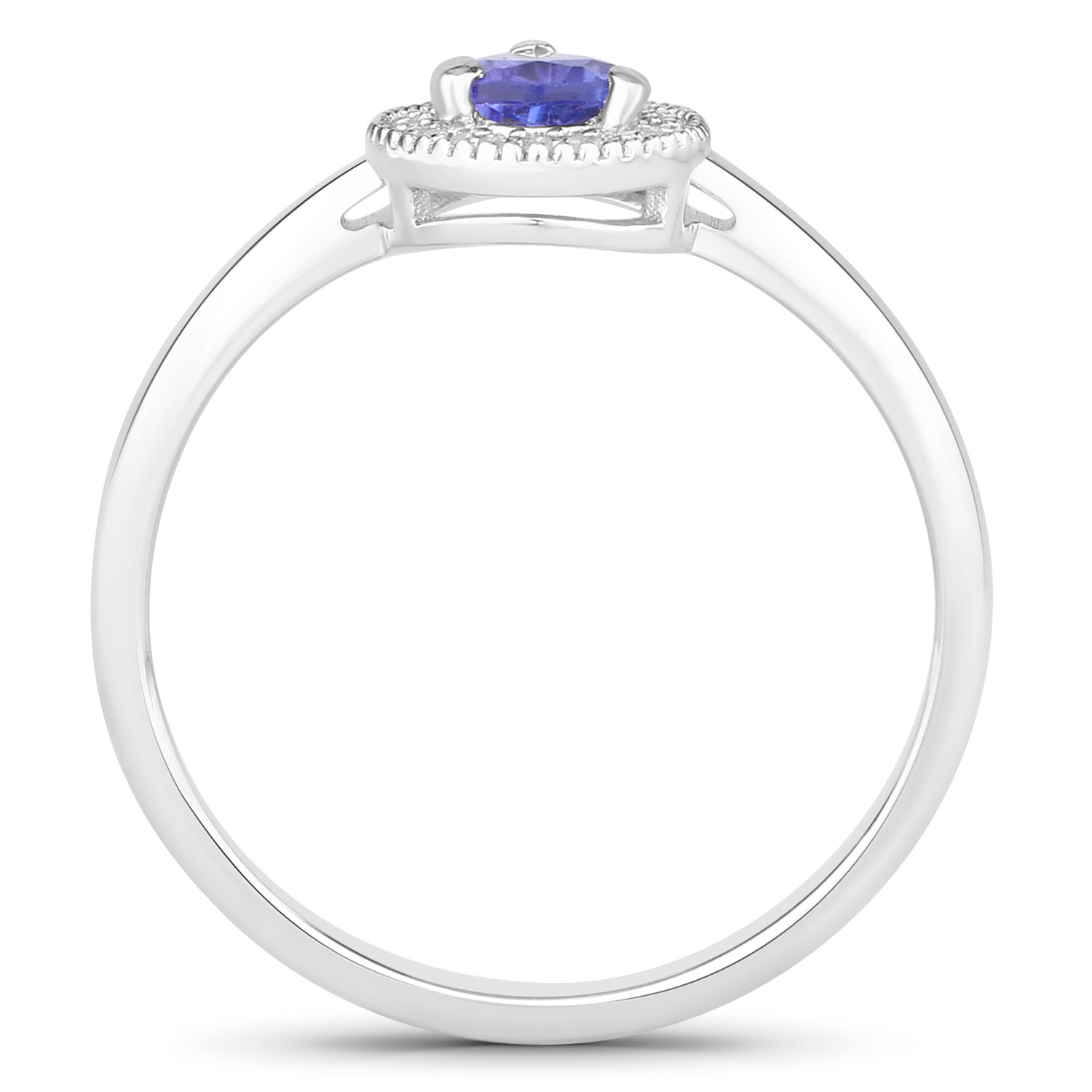 0.44 Carat Genuine Tanzanite and Created White Sapphire .925 Sterling Silver Ring