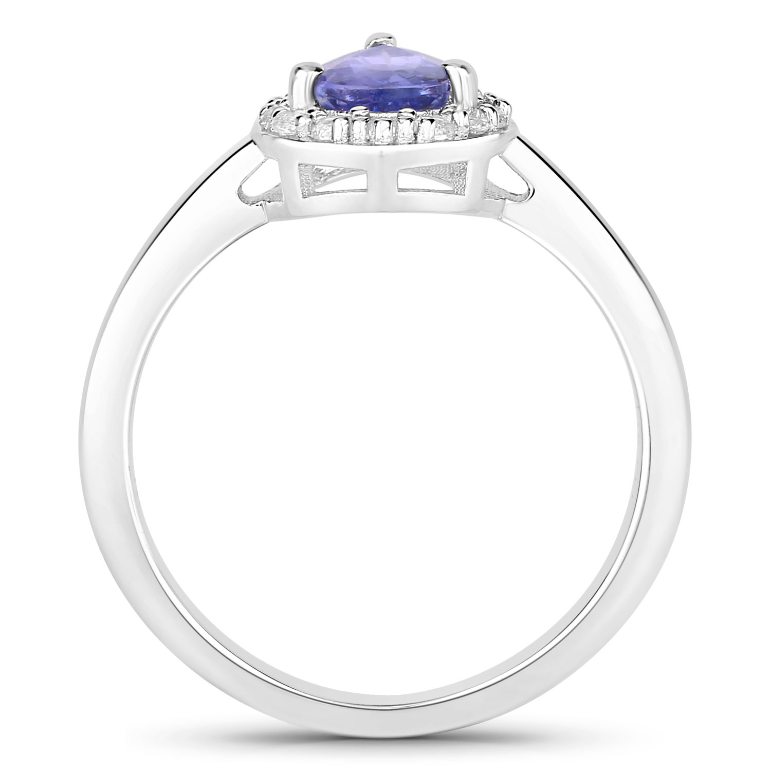 1.03 Carat Genuine Tanzanite and Created White Sapphire .925 Sterling Silver Ring