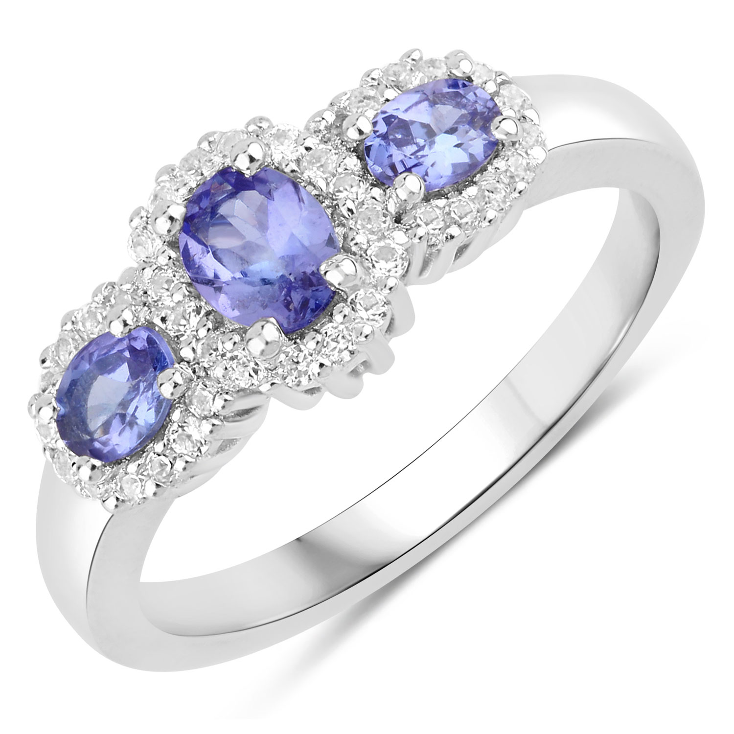 1.05 Carat Genuine Tanzanite .925 Sterling Silver Ring