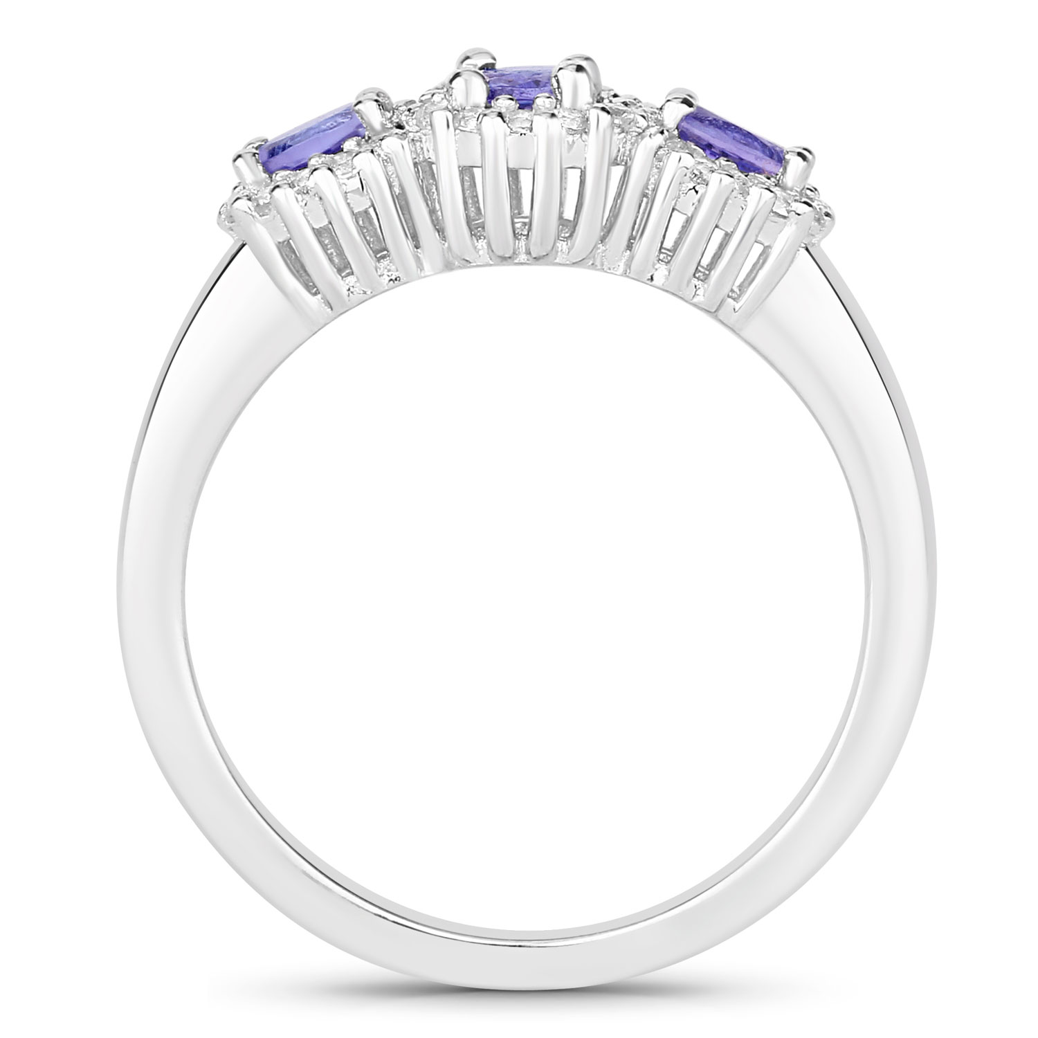 1.05 Carat Genuine Tanzanite .925 Sterling Silver Ring
