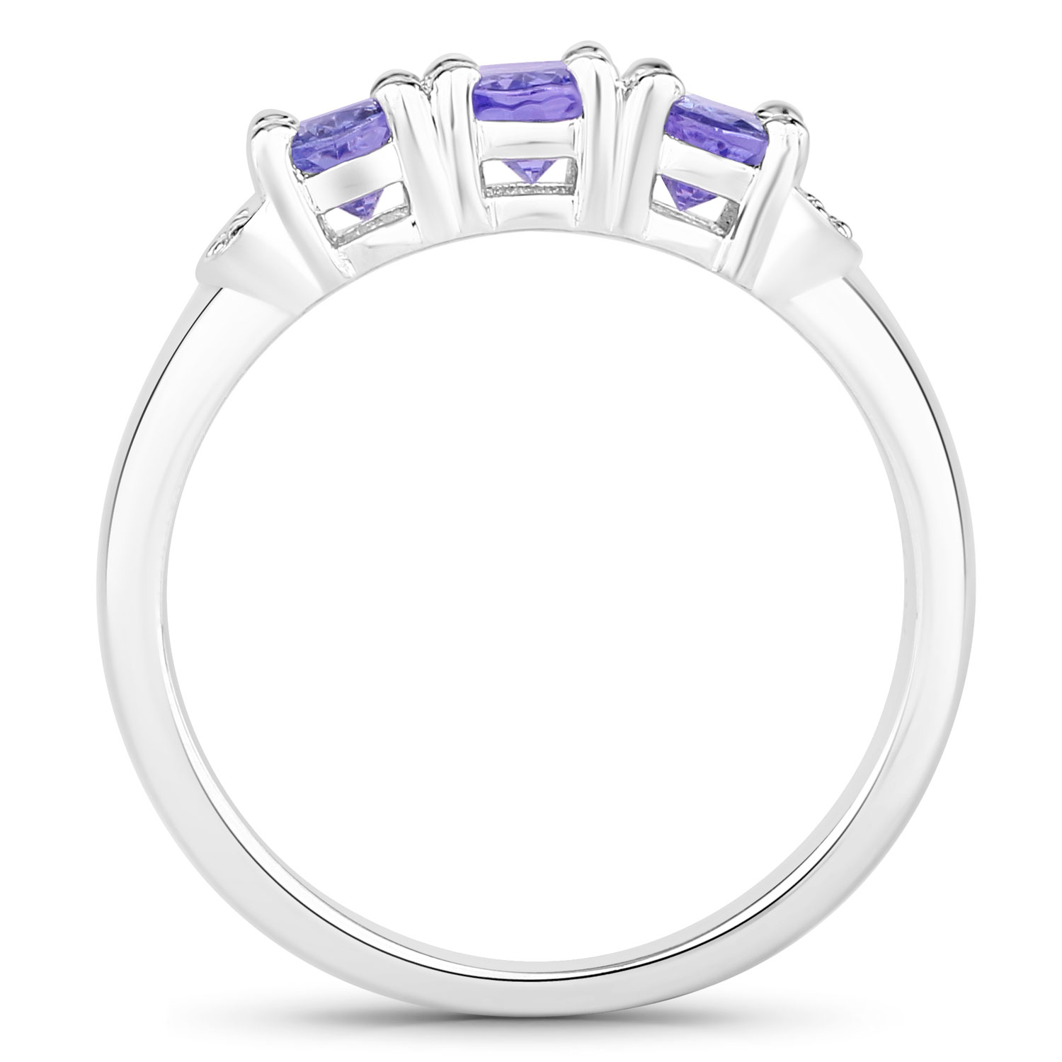 1.36 Carat Genuine Tanzanite and Created White Sapphire .925 Sterling Silver Ring