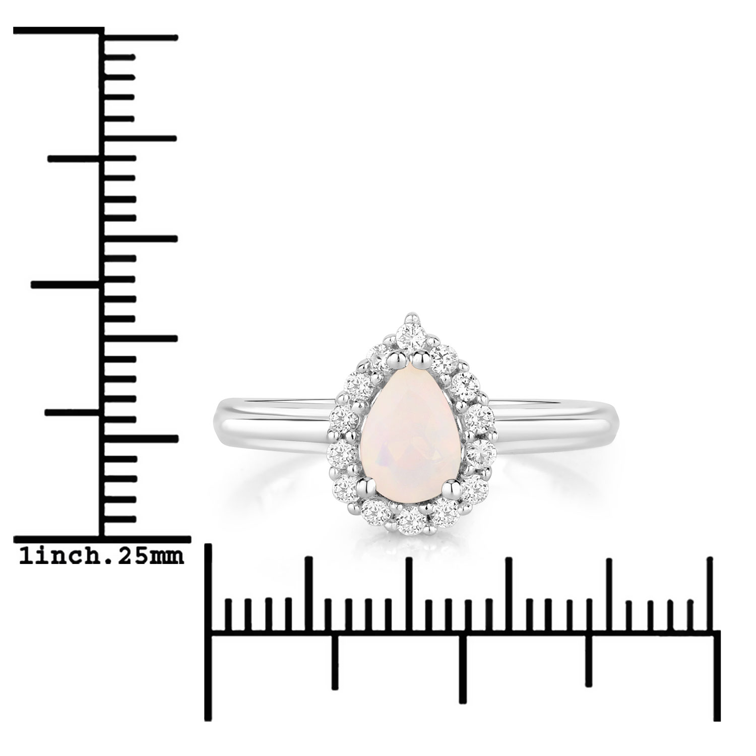 0.83 Carat Genuine Ethiopian Opal and Created White Sapphire .925 Sterling Silver Ring