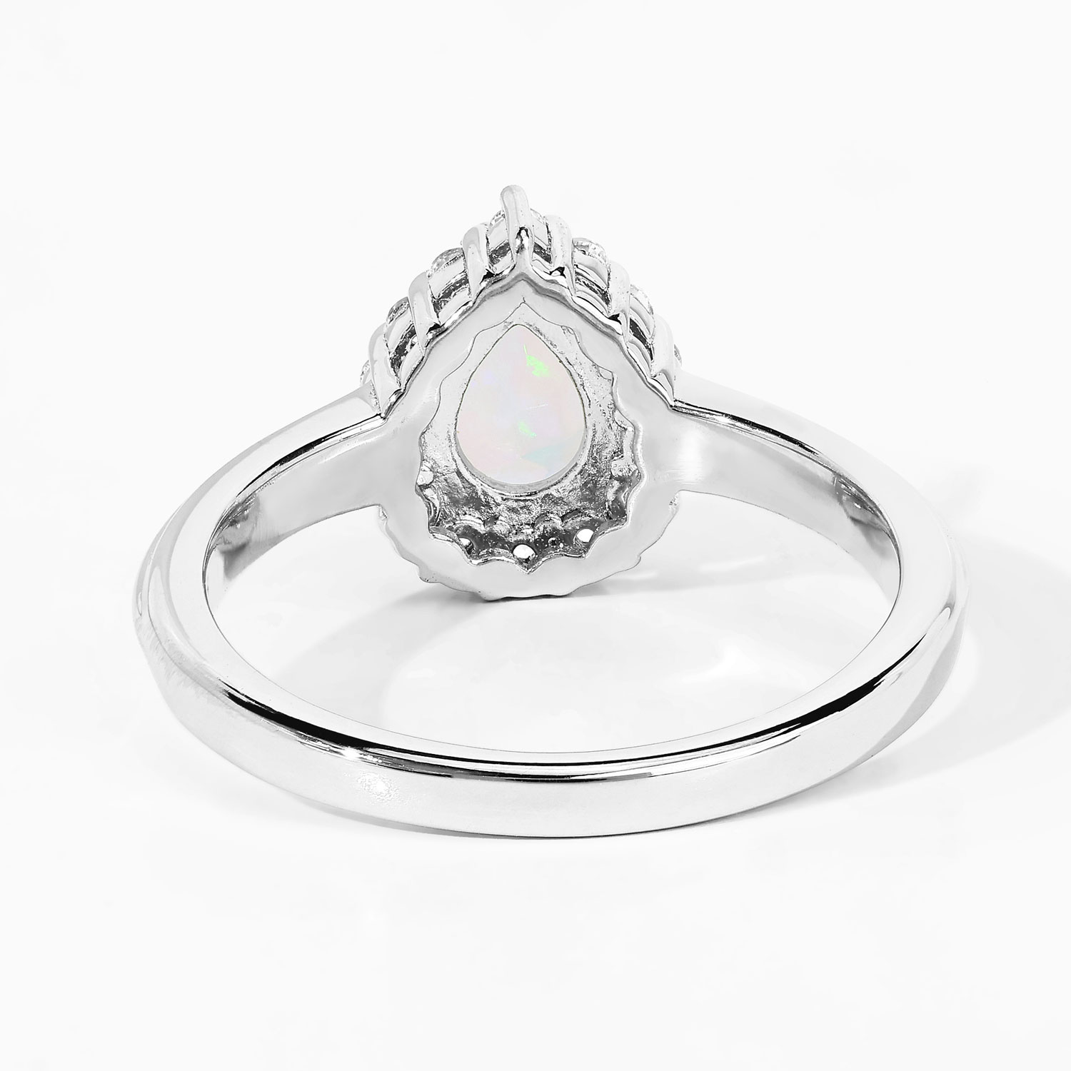 0.83 Carat Genuine Ethiopian Opal and Created White Sapphire .925 Sterling Silver Ring