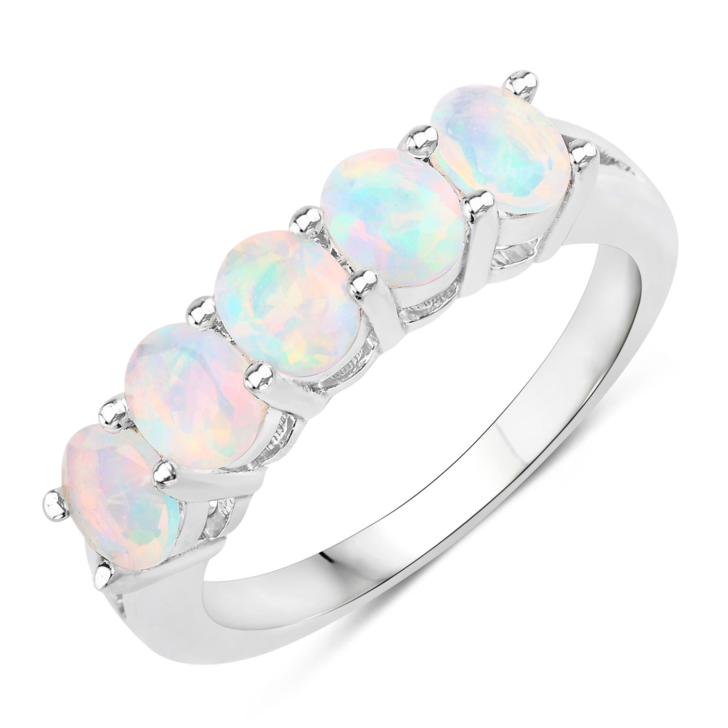 1.10 Carat Genuine Ethiopian Opal .925 Sterling Silver Ring