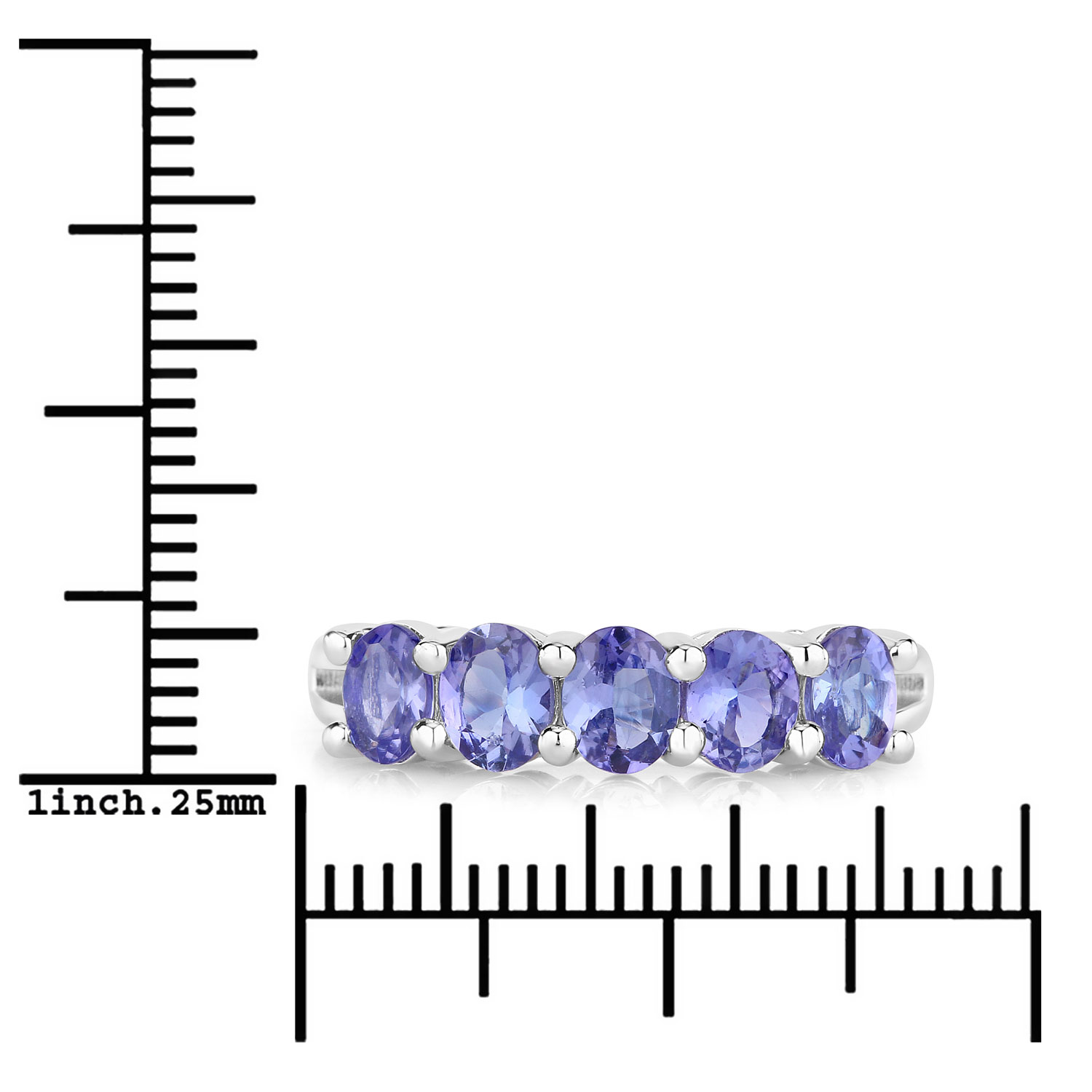 1.65 Carat Genuine Tanzanite .925 Sterling Silver Ring