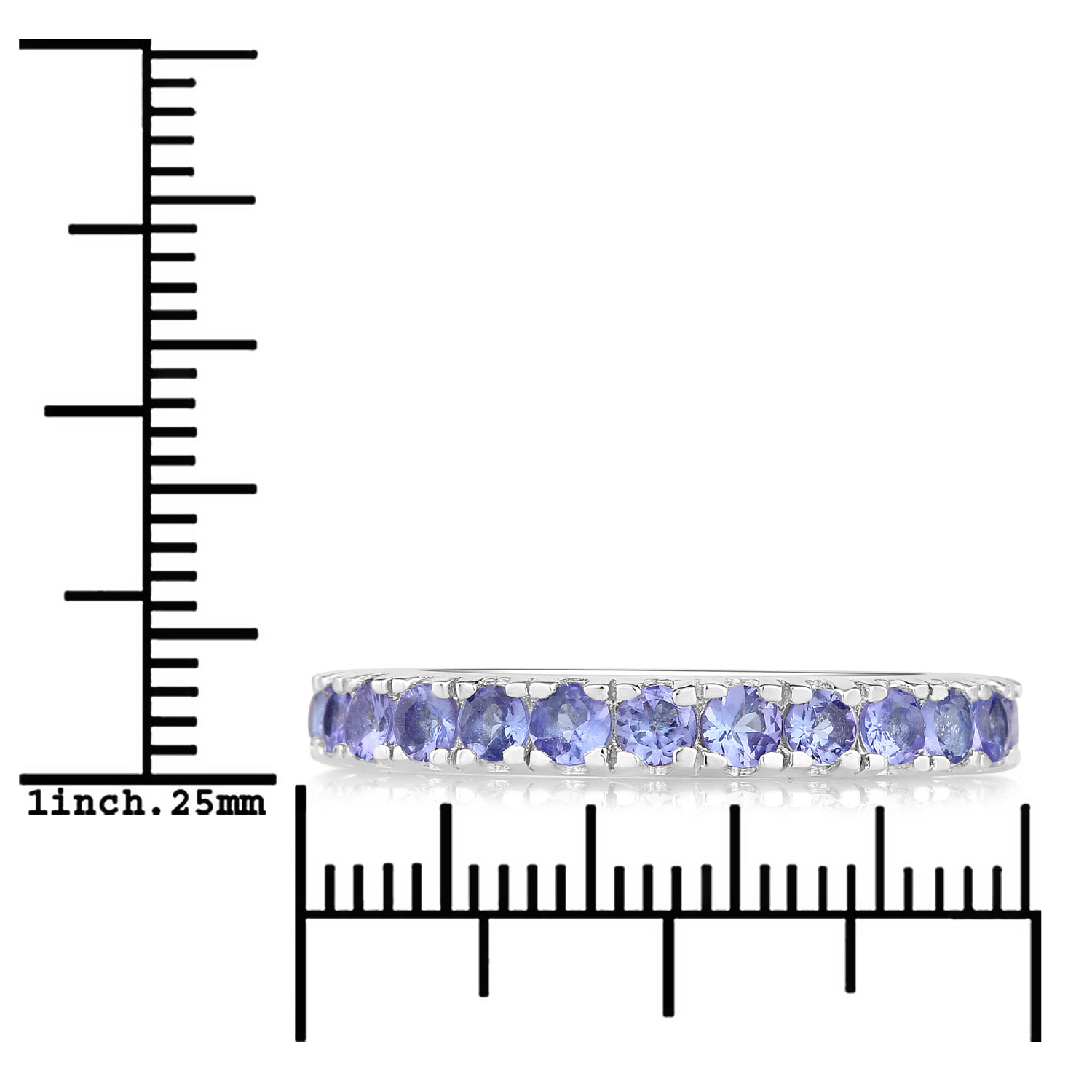 1.82 Carat Genuine Tanzanite .925 Sterling Silver Ring