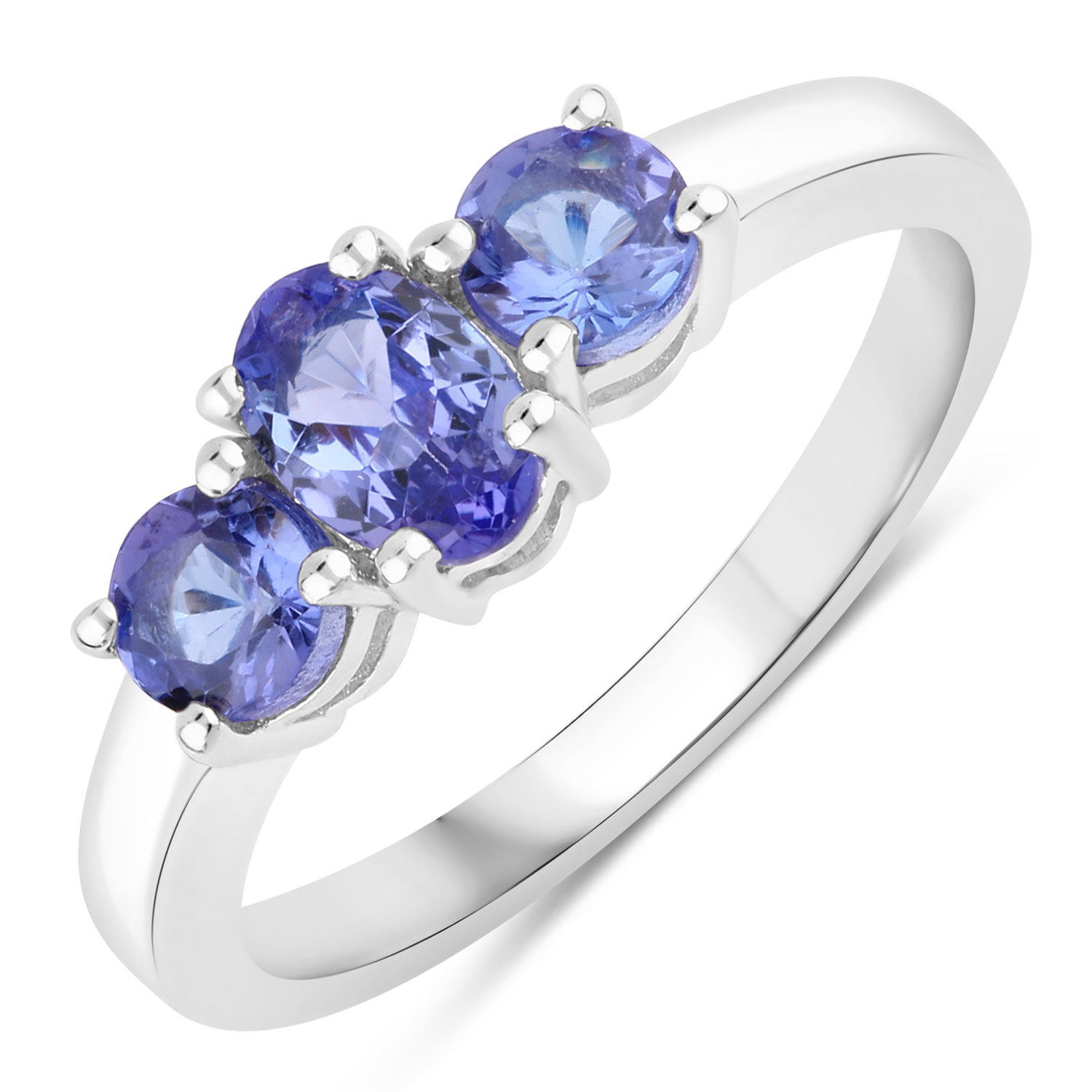 0.90 Carat Genuine Tanzanite .925 Sterling Silver Ring