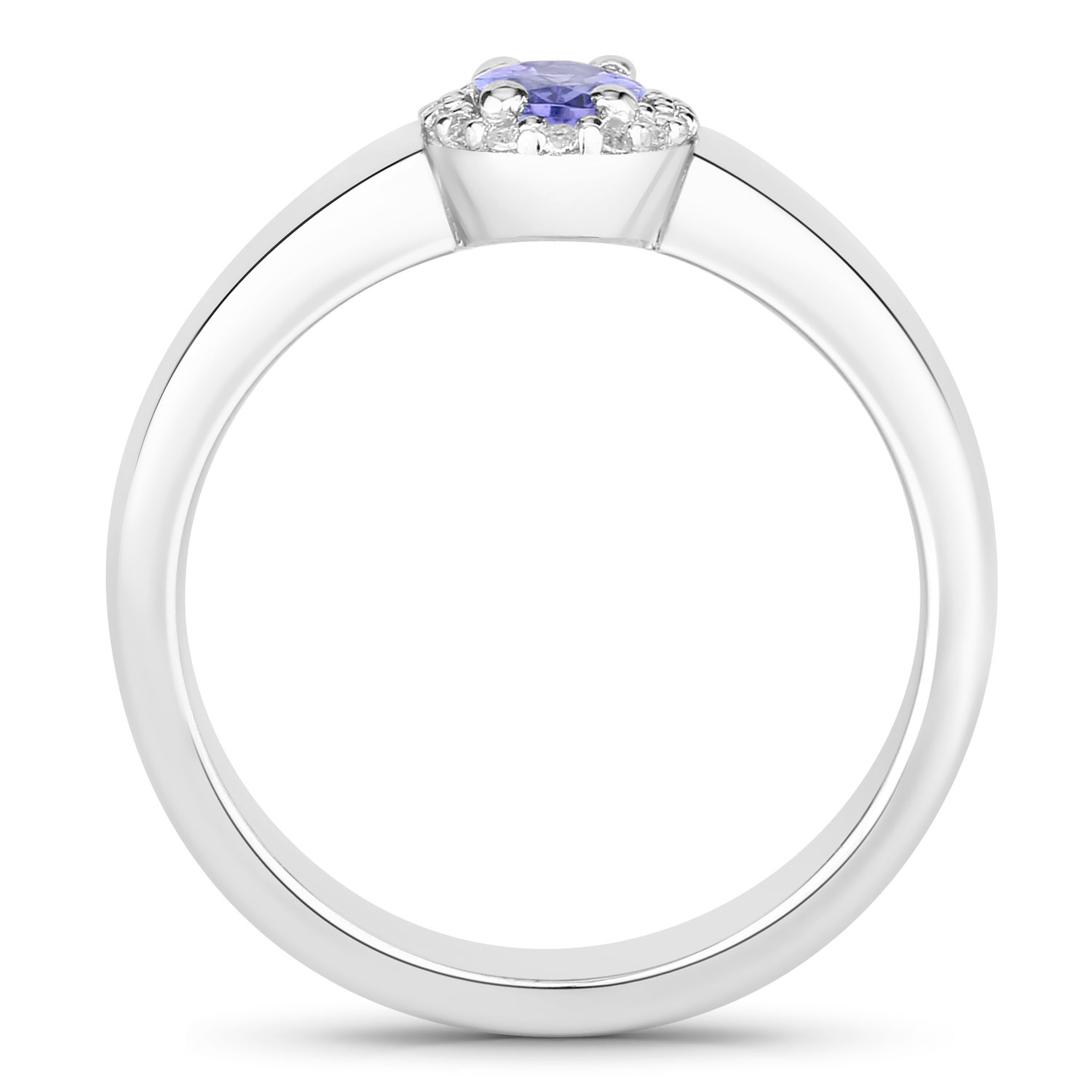 0.52 Carat Genuine Tanzanite and Created White Sapphire .925 Sterling Silver Ring
