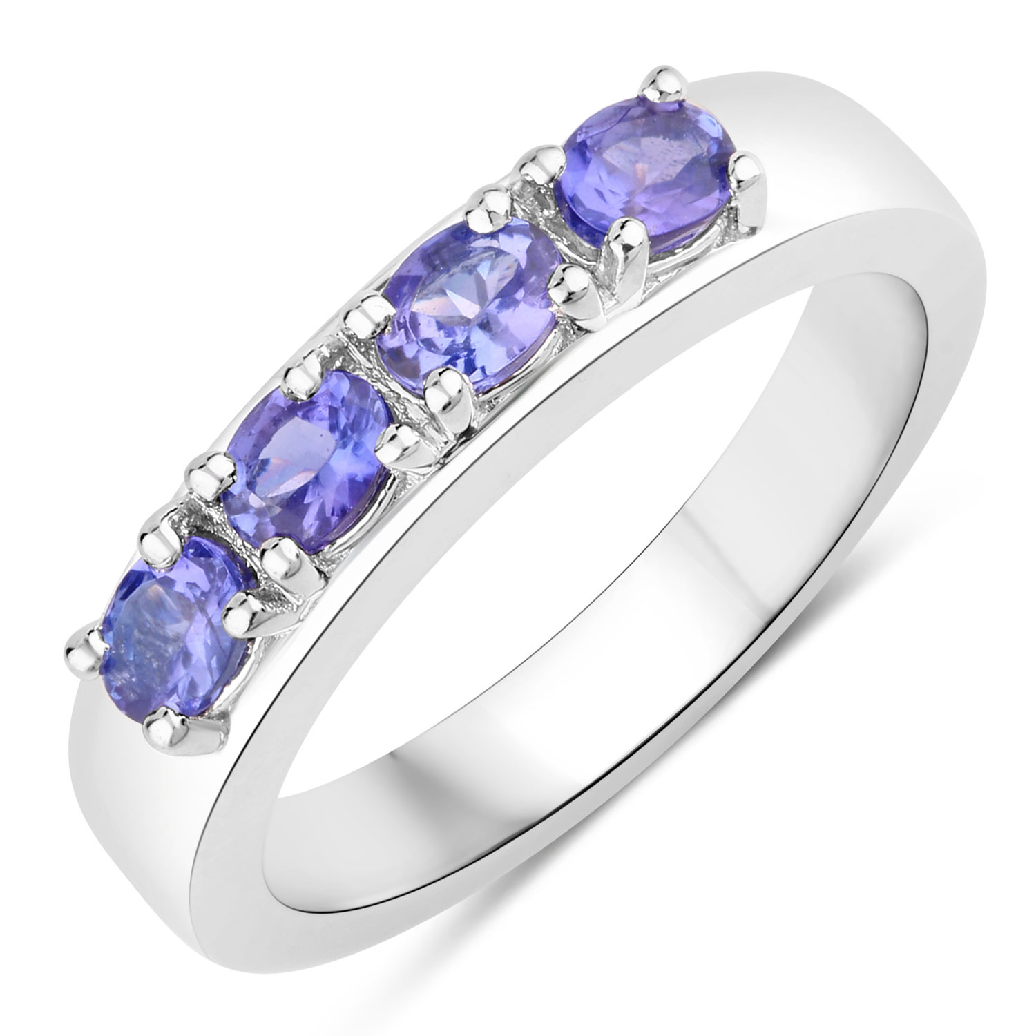 0.68 Carat Genuine Tanzanite .925 Sterling Silver Ring