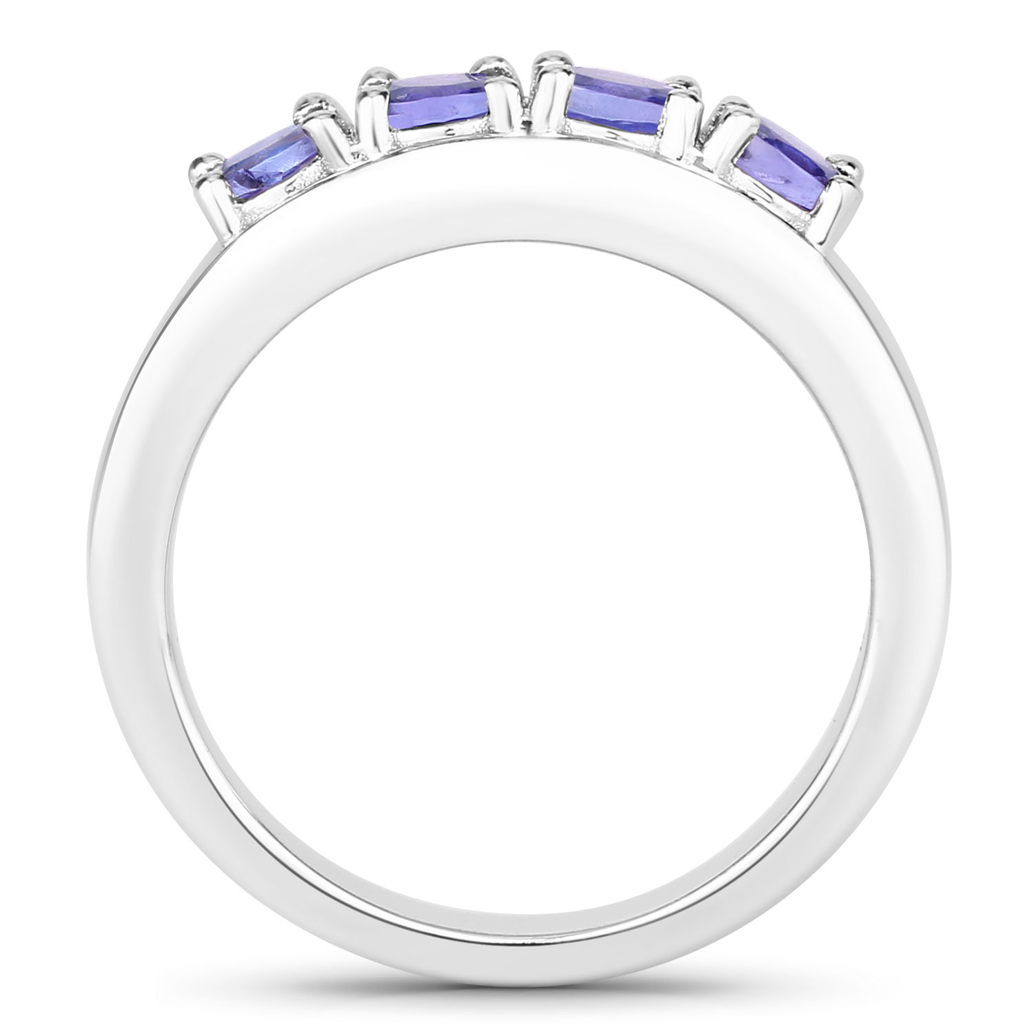 0.68 Carat Genuine Tanzanite .925 Sterling Silver Ring