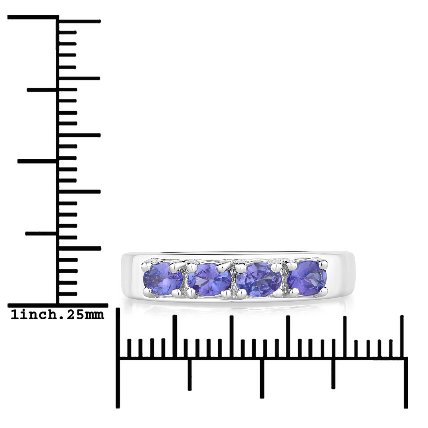 0.68 Carat Genuine Tanzanite .925 Sterling Silver Ring