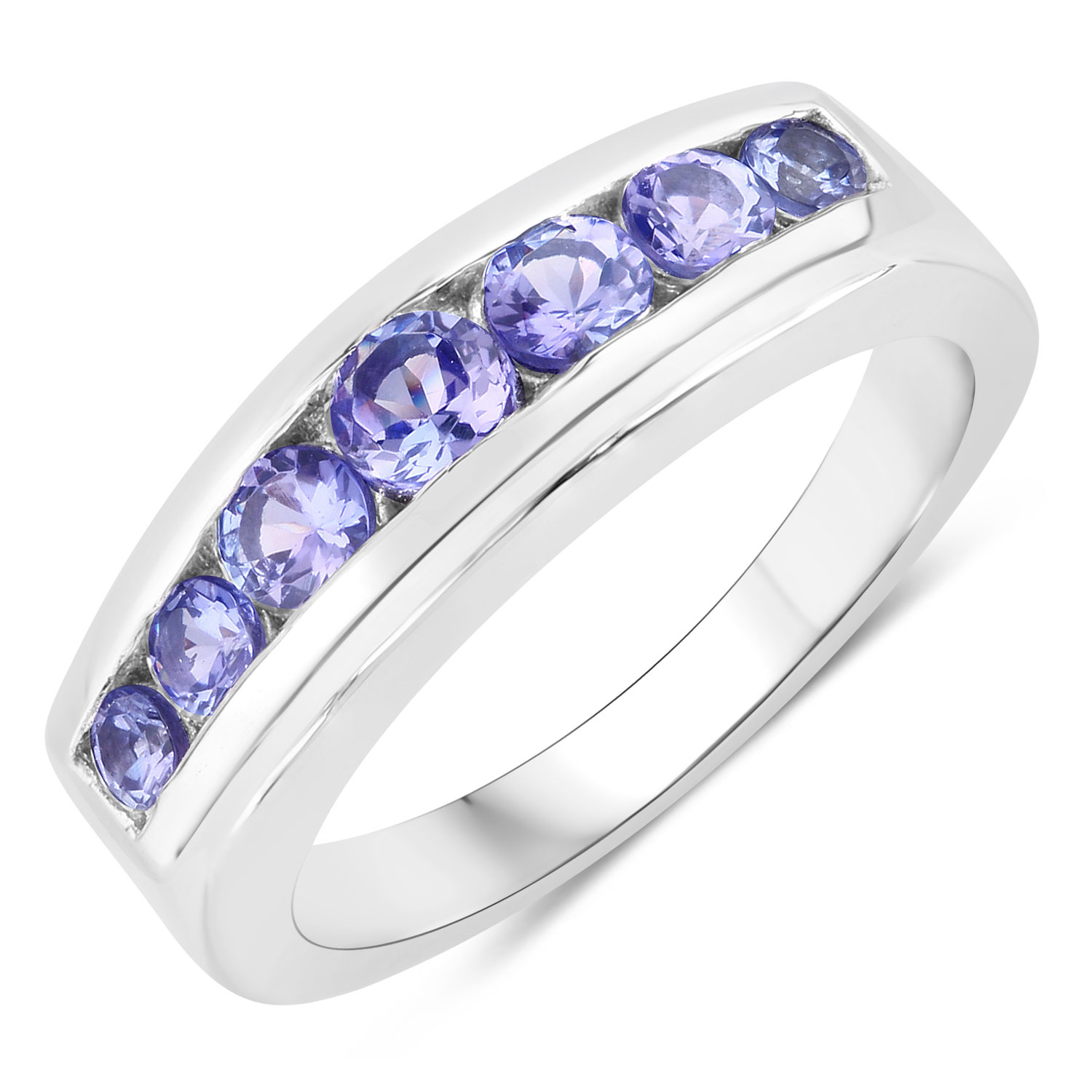 0.70 Carat Genuine Tanzanite .925 Sterling Silver Ring
