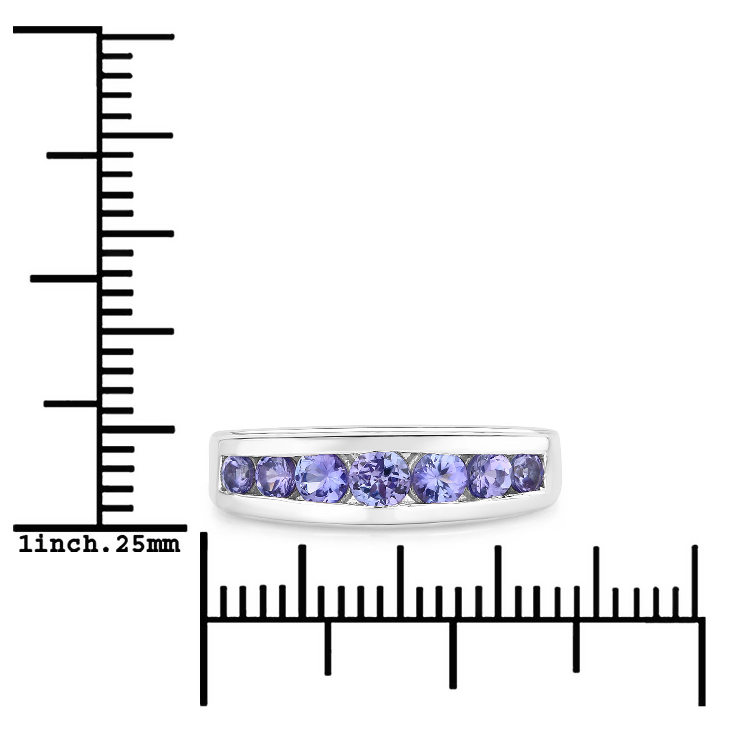 0.70 Carat Genuine Tanzanite .925 Sterling Silver Ring