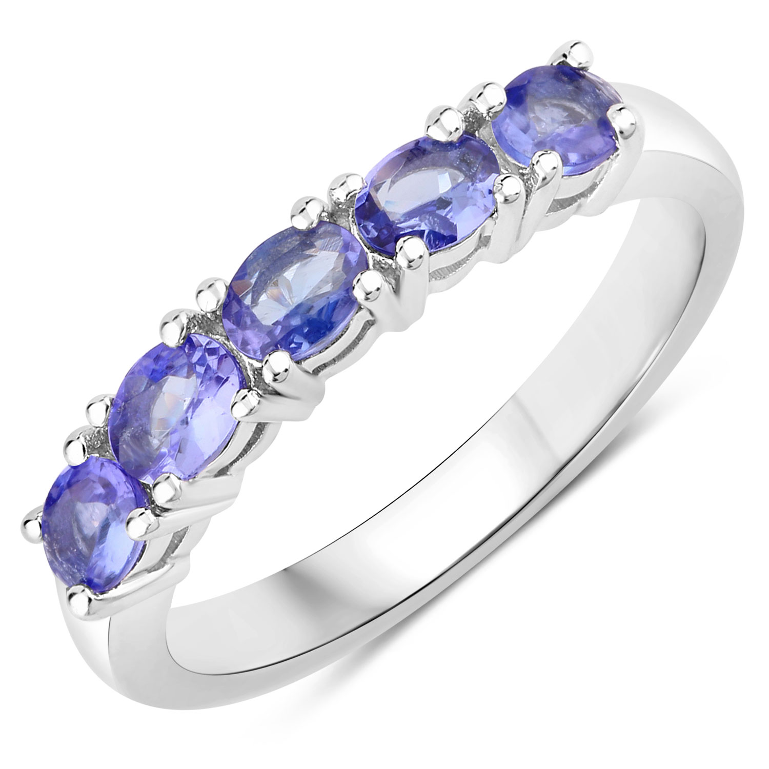 0.85 Carat Genuine Tanzanite .925 Sterling Silver Ring