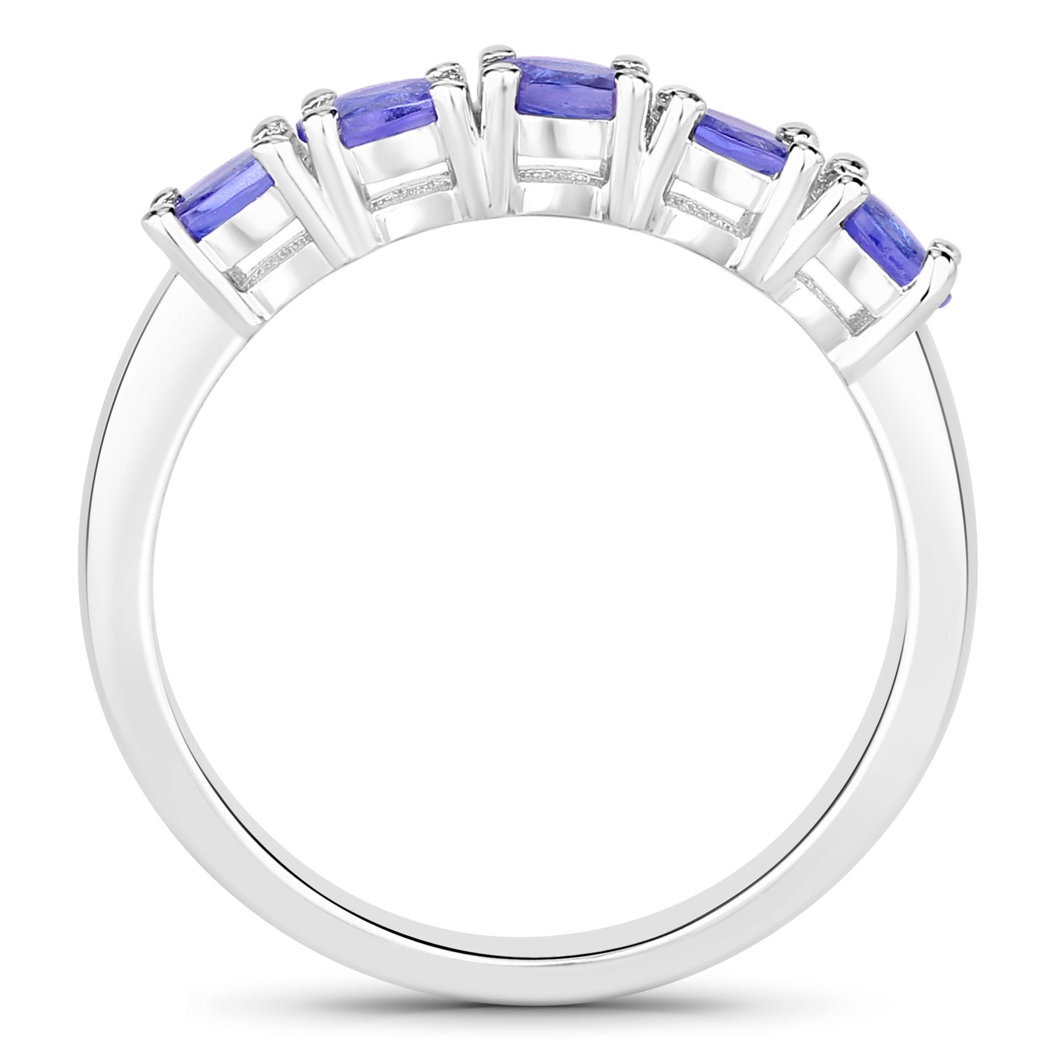 0.85 Carat Genuine Tanzanite .925 Sterling Silver Ring